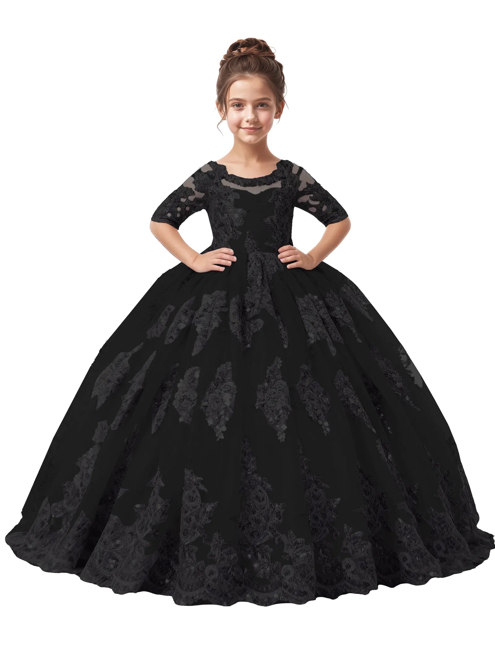 Vestido de princesa sin mangas de encaje