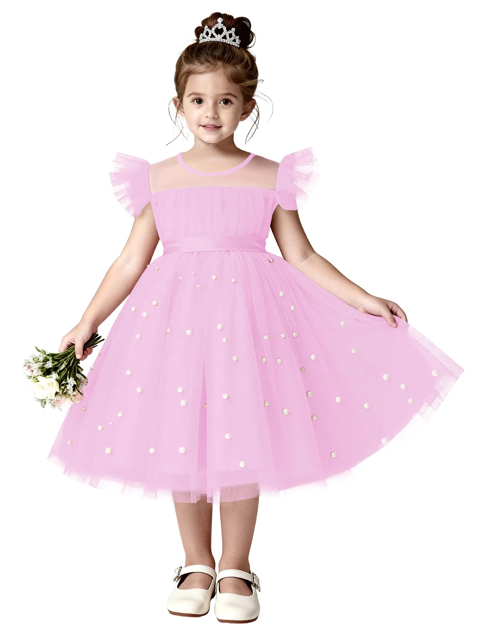 Pearl Tulle Princess Dress for Girls