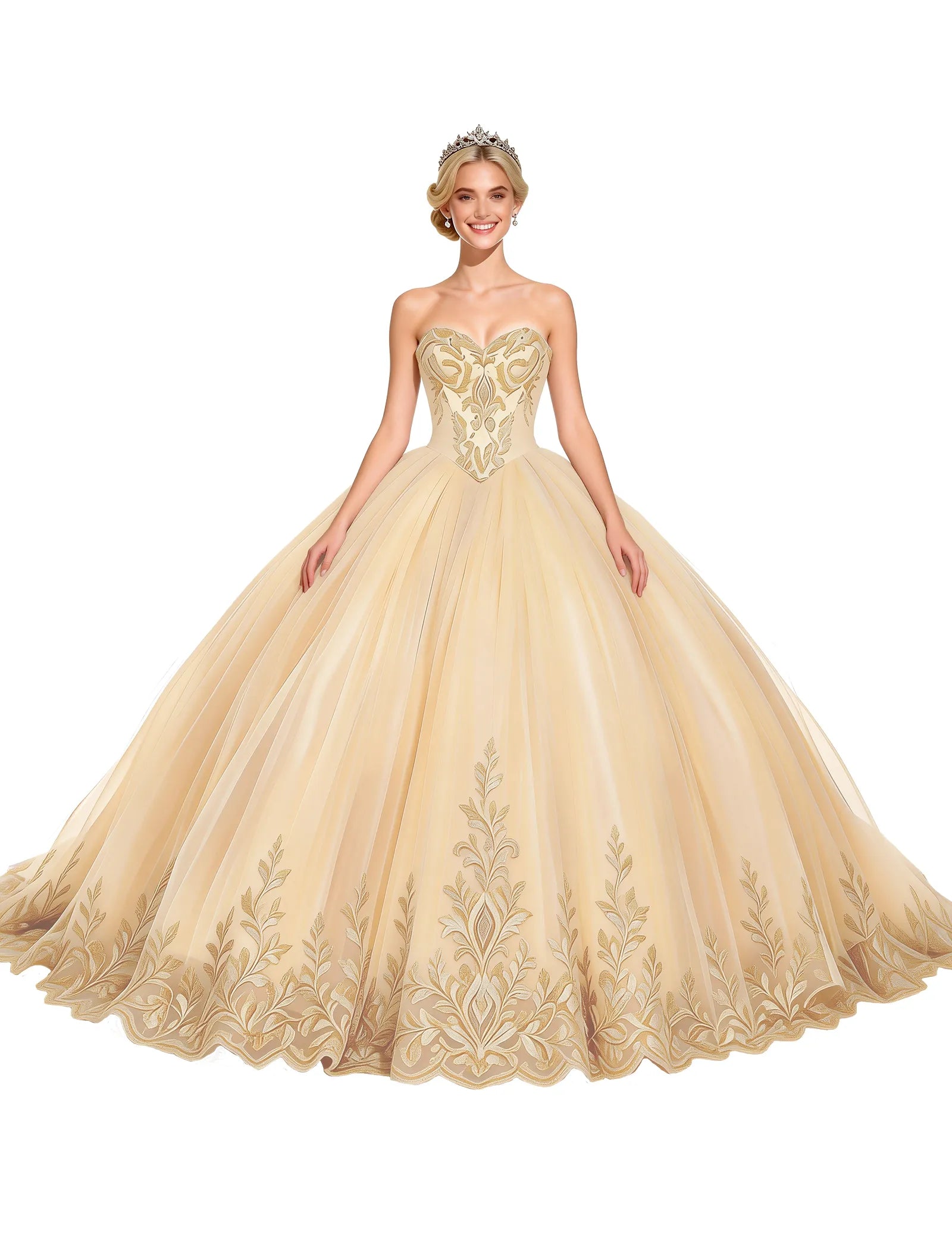 Arabella Strapless Embroidered Ball Gown