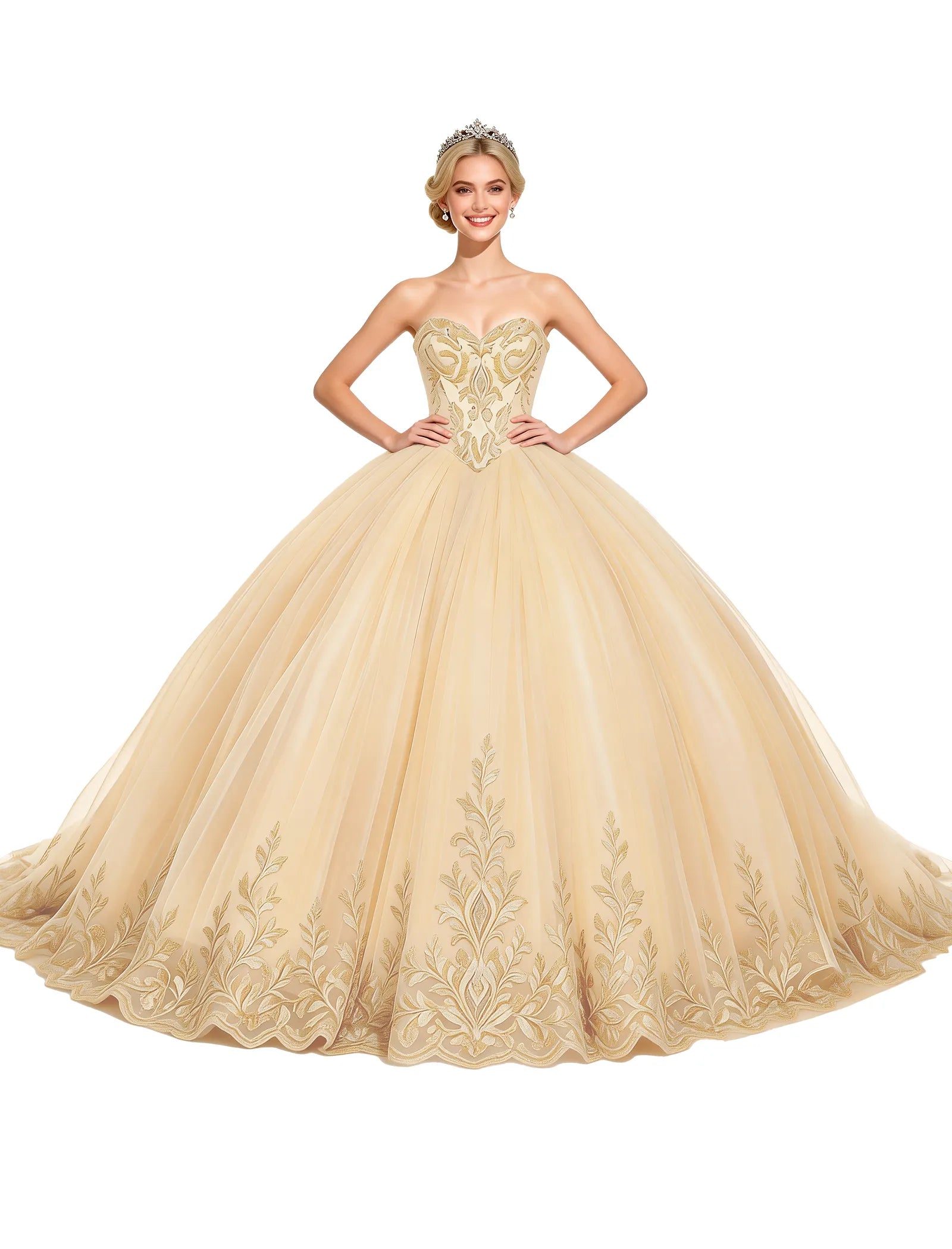 Arabella Strapless Embroidered Ball Gown