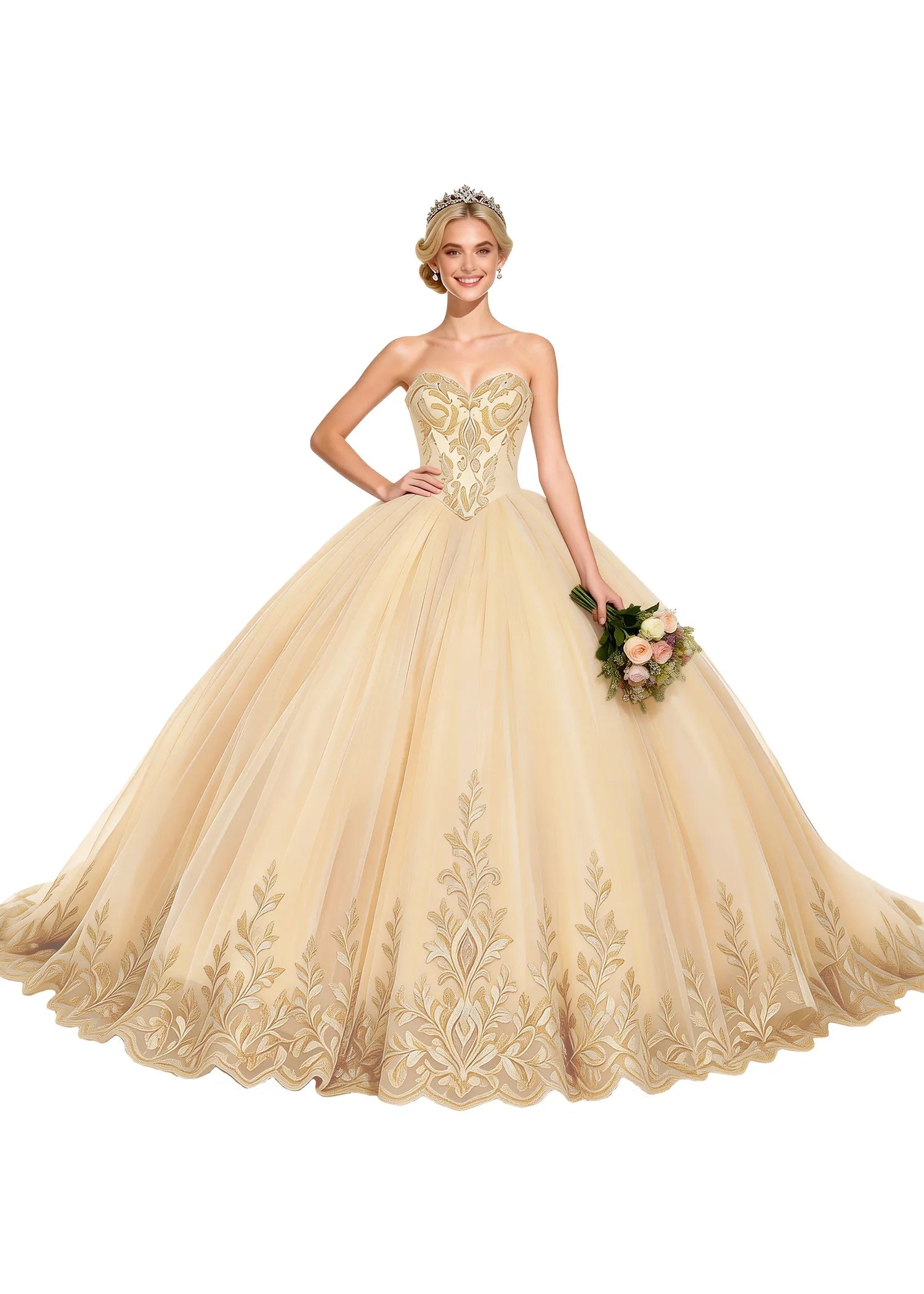 Arabella Strapless Embroidered Ball Gown