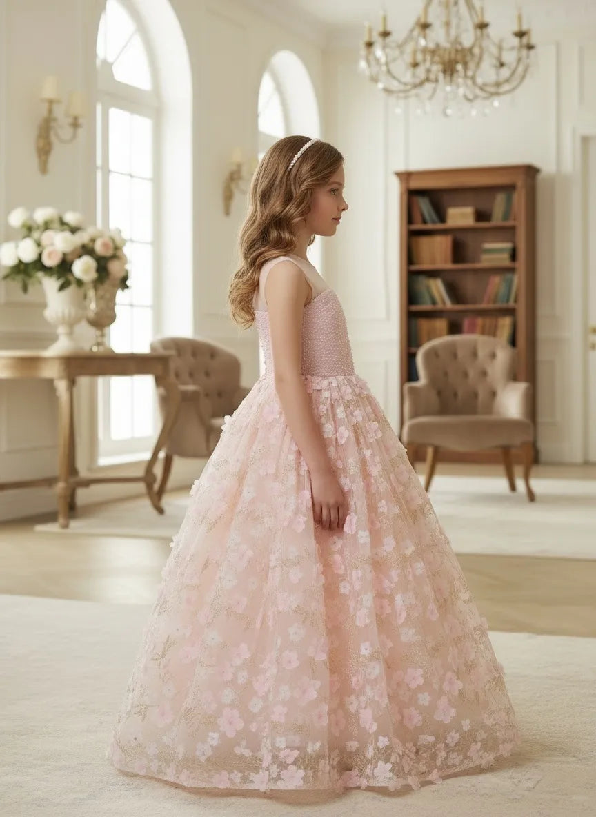 Vestido de princesa sin mangas de encaje