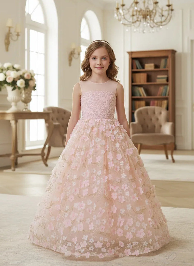 Vestido de princesa sin mangas de encaje