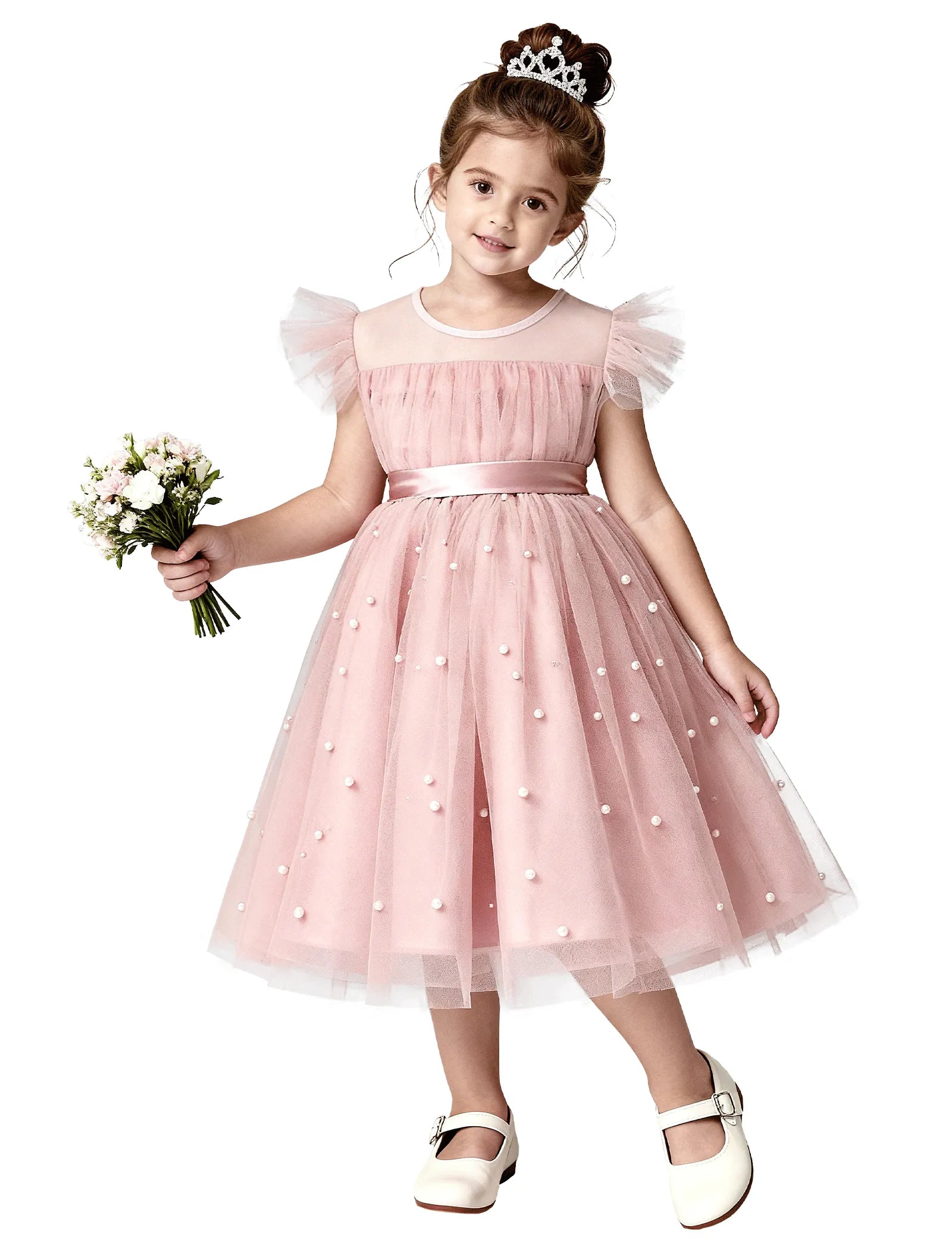 Pearl Tulle Princess Dress for Girls