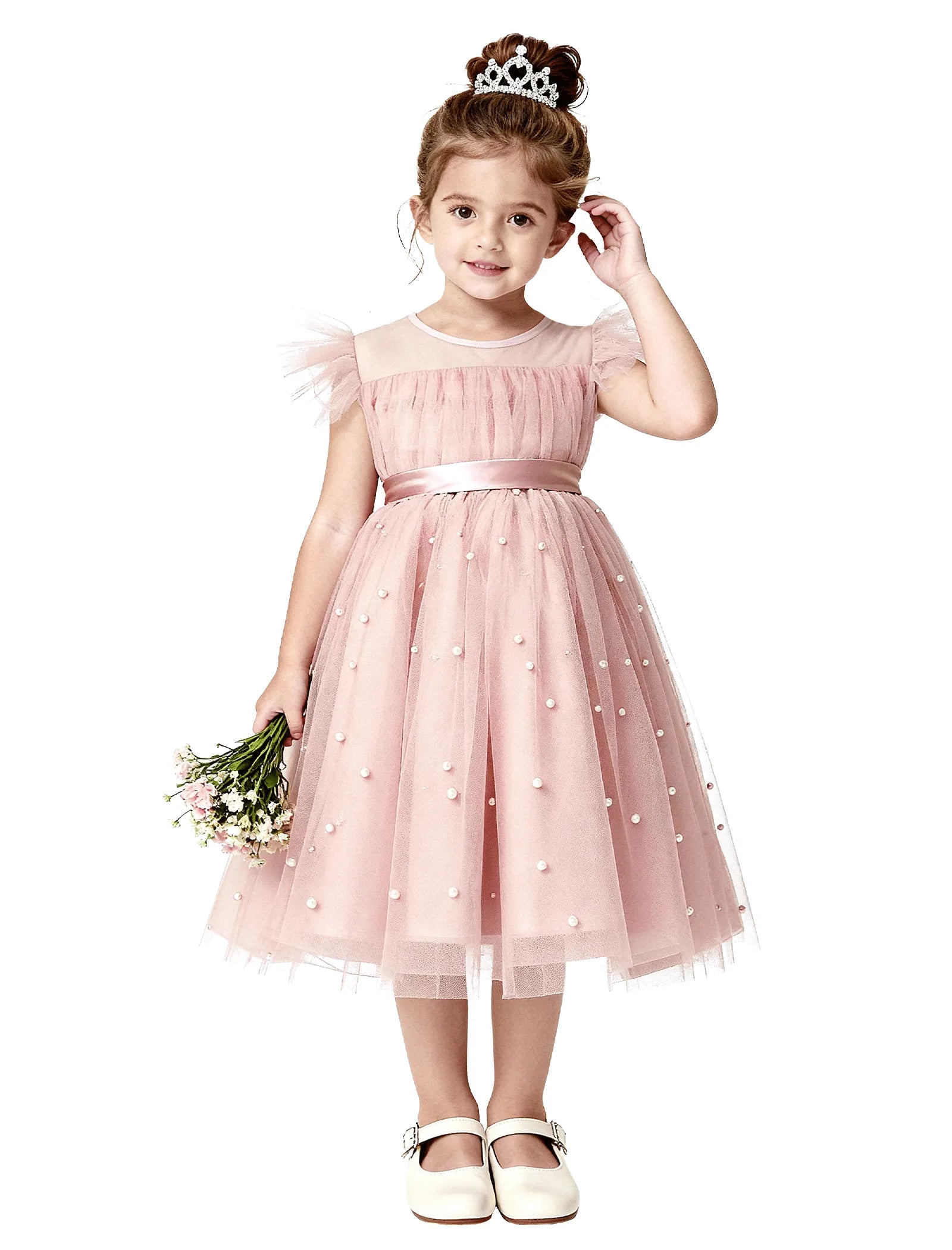 Pearl Tulle Princess Dress for Girls