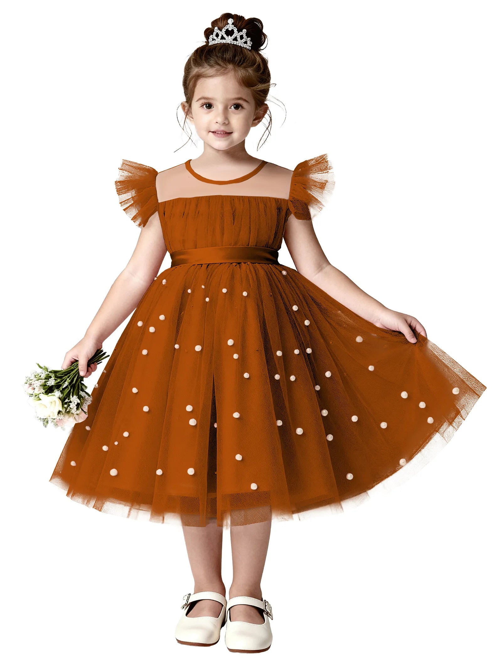Pearl Tulle Princess Dress for Girls