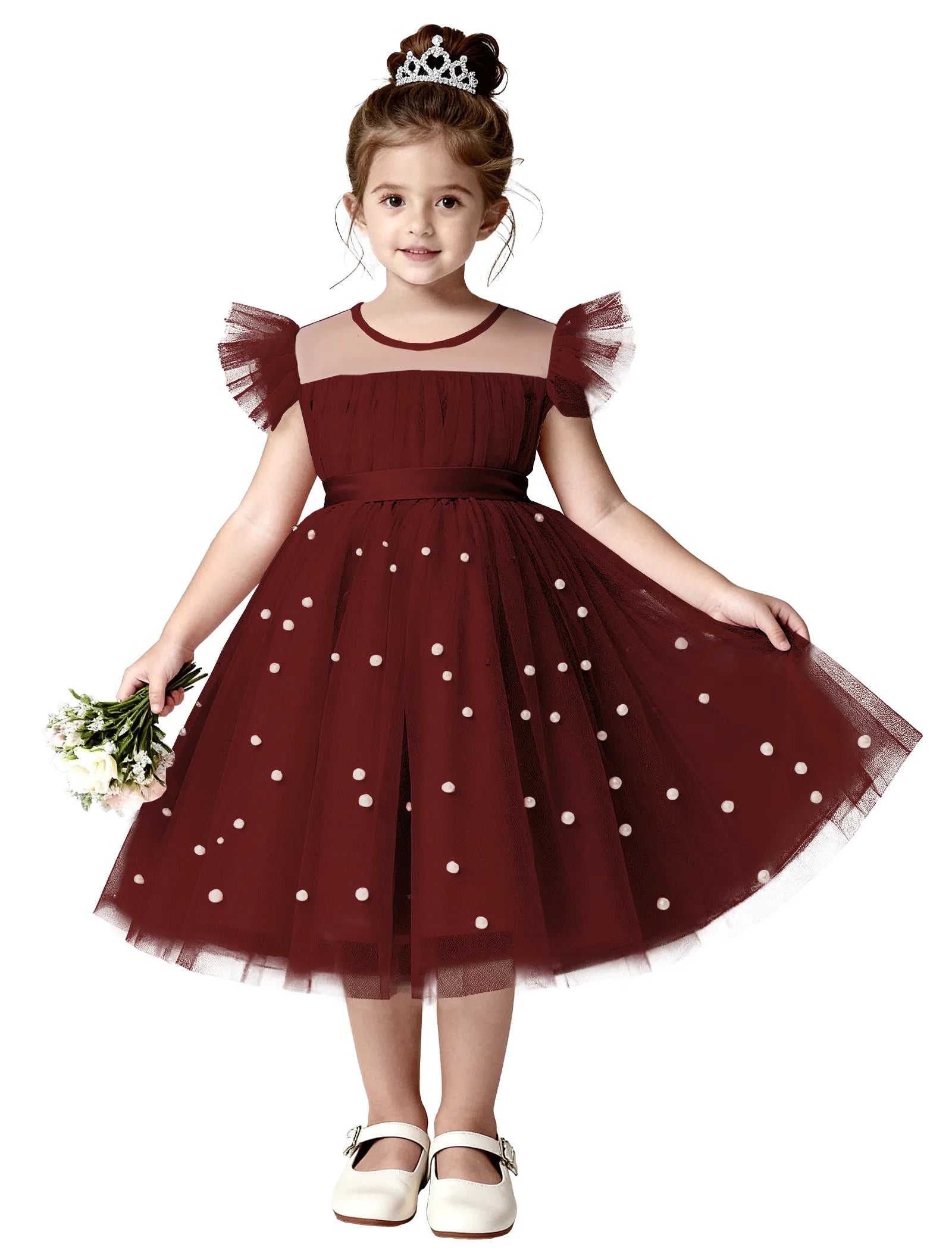 Pearl Tulle Princess Dress for Girls