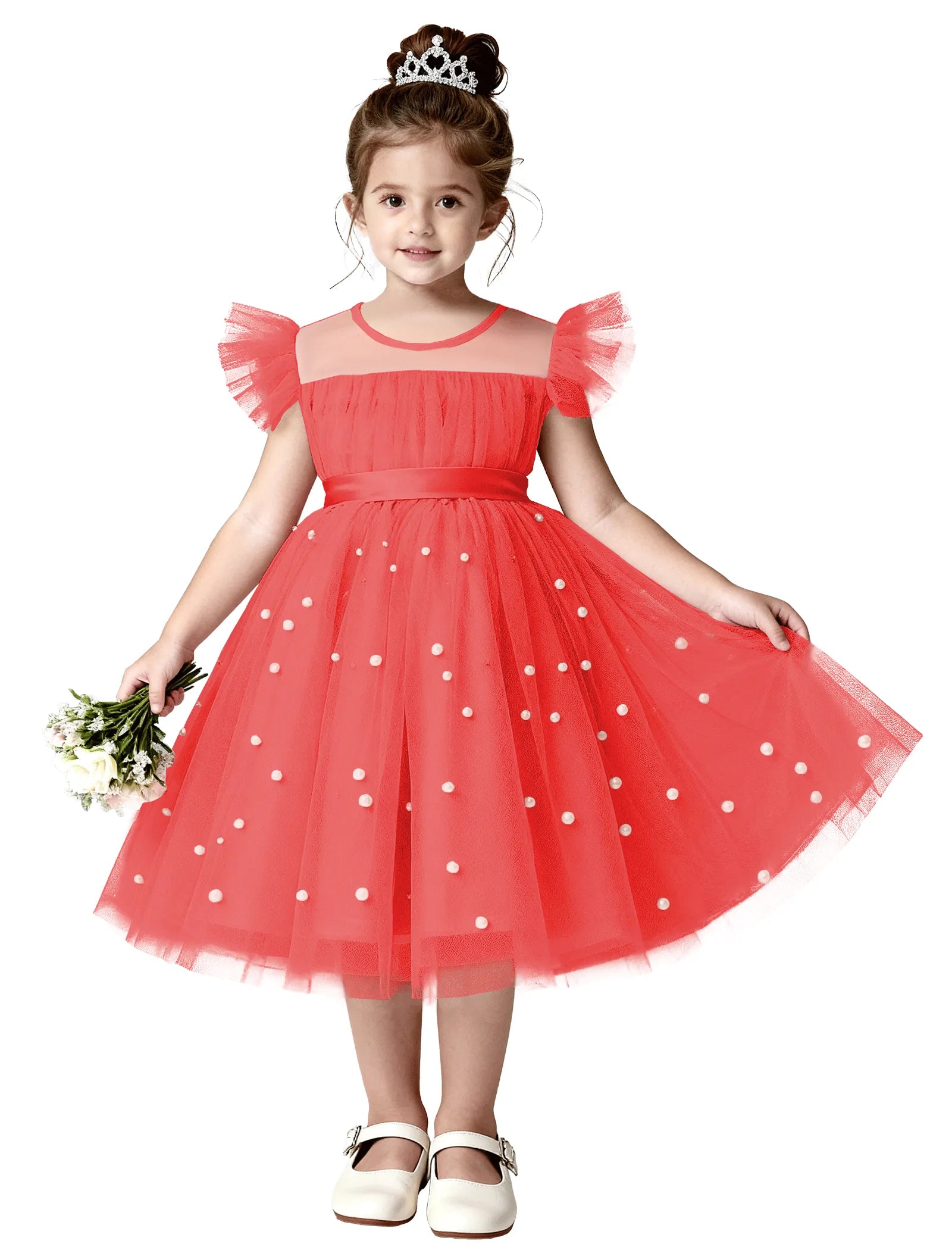Pearl Tulle Princess Dress for Girls