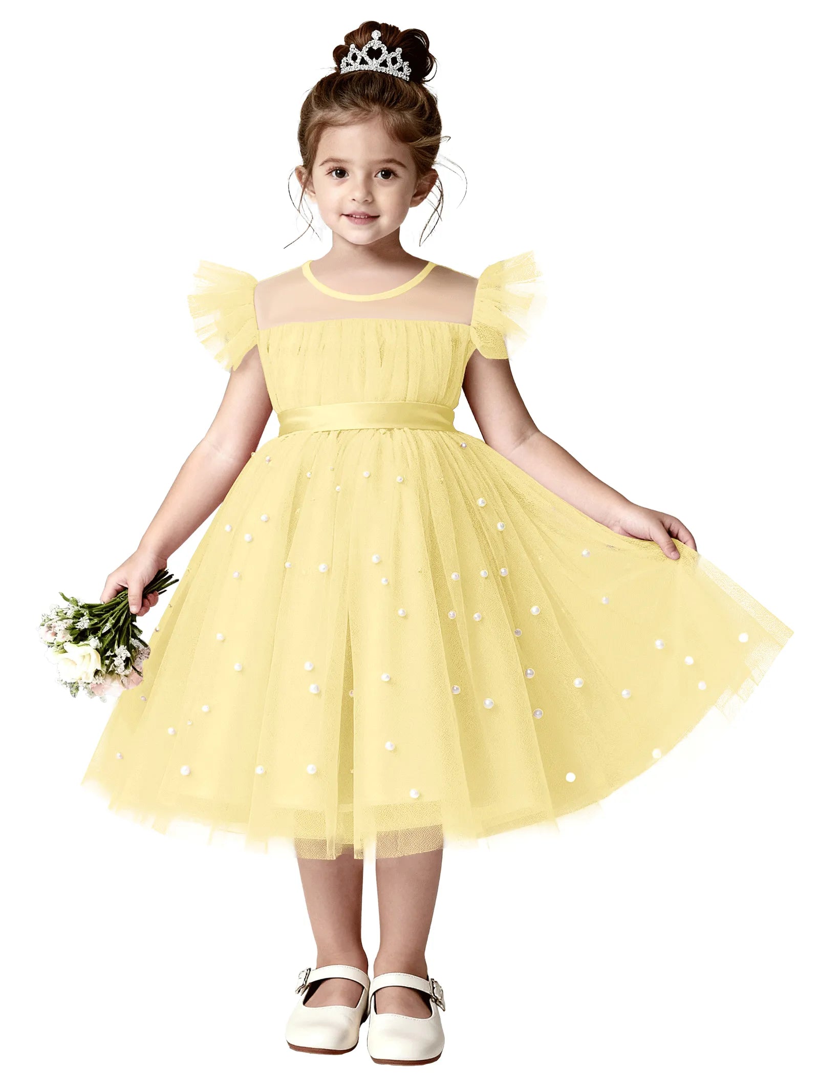 Pearl Tulle Princess Dress for Girls