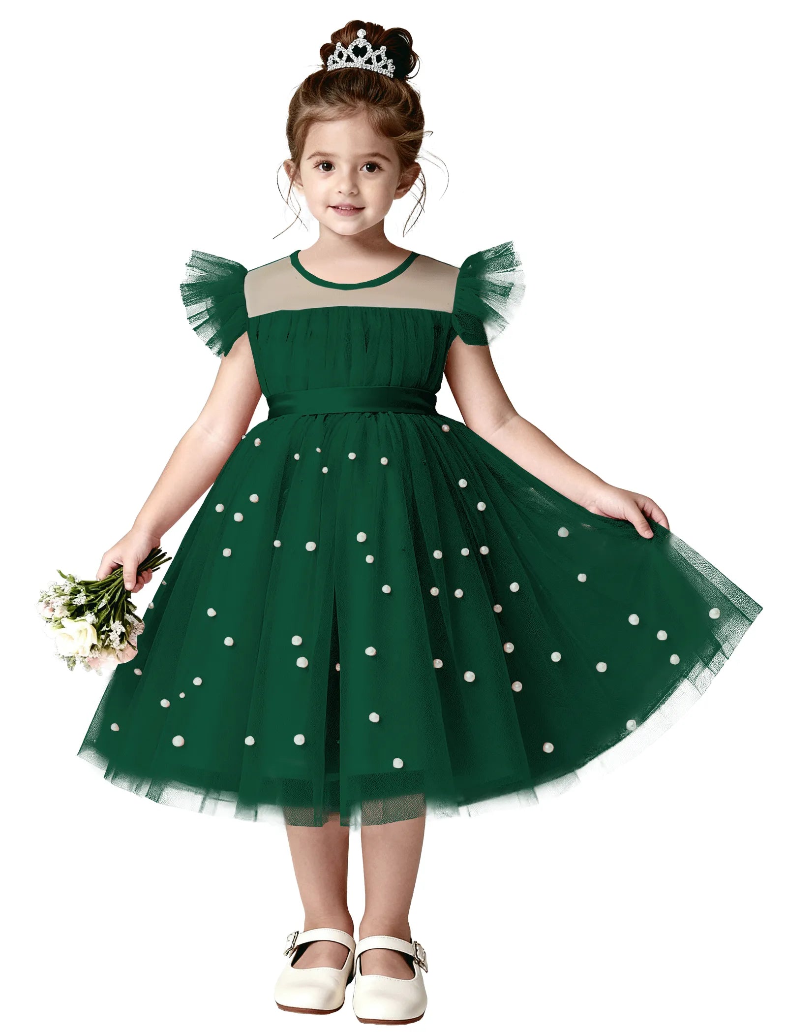 Pearl Tulle Princess Dress for Girls