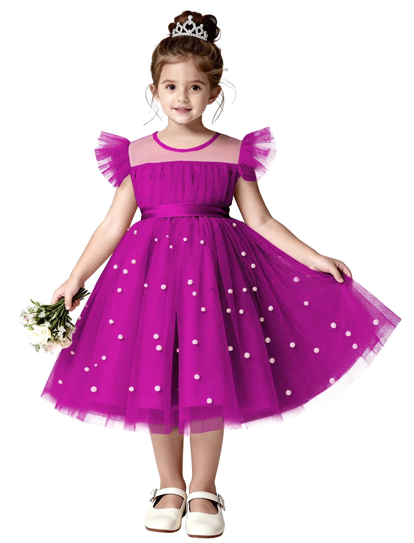 Pearl Tulle Princess Dress for Girls