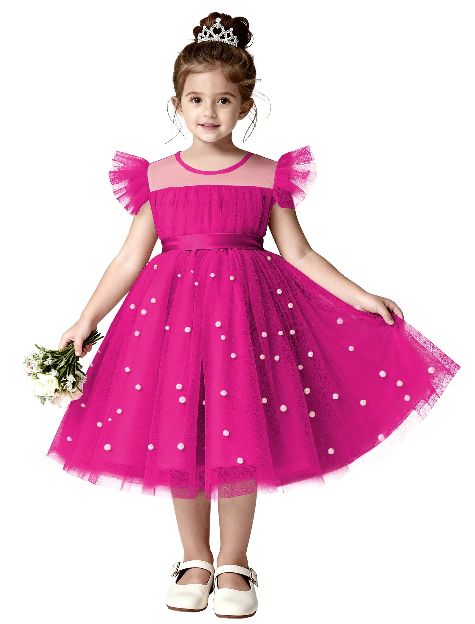 Pearl Tulle Princess Dress for Girls