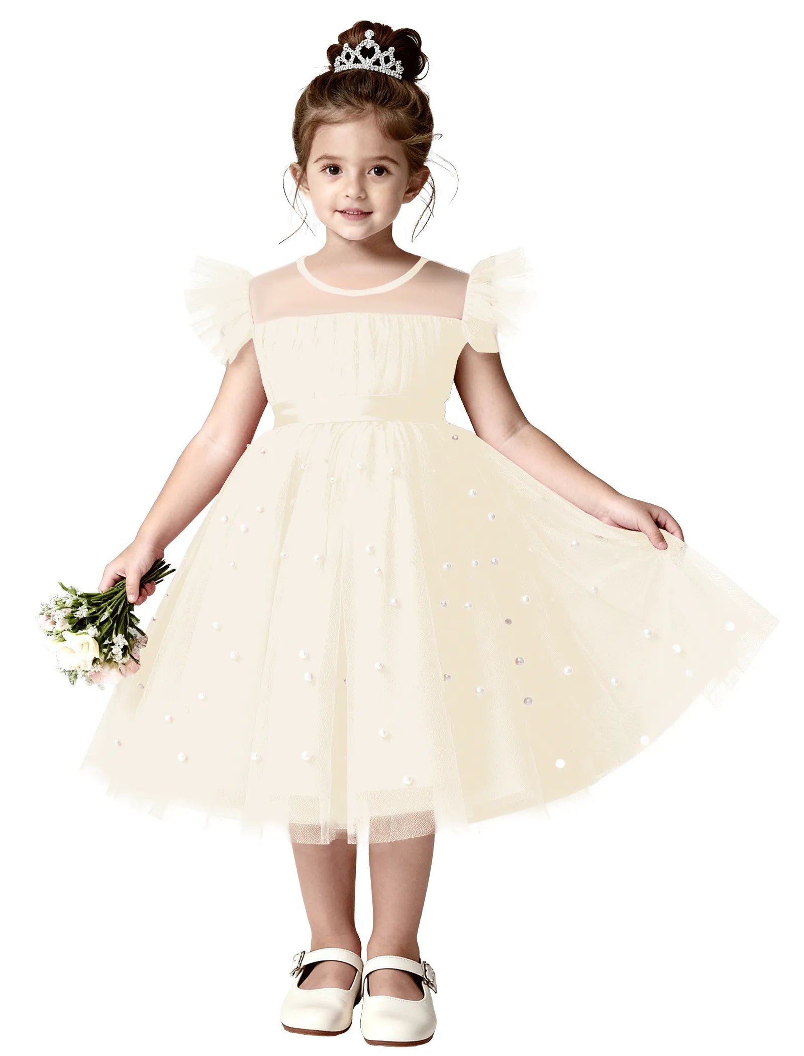 Pearl Tulle Princess Dress for Girls