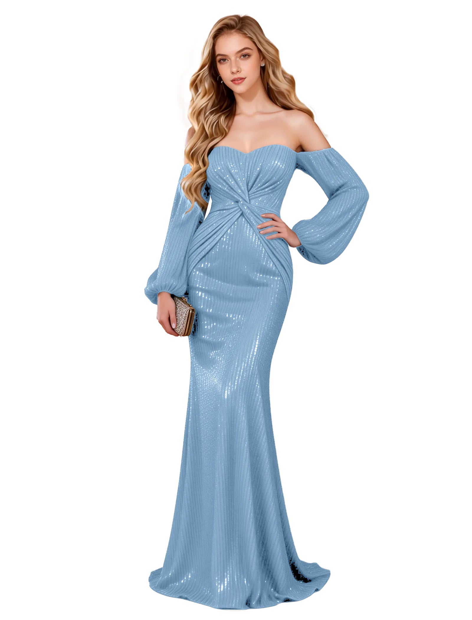 Glam Off Shoulder Sequin Gown