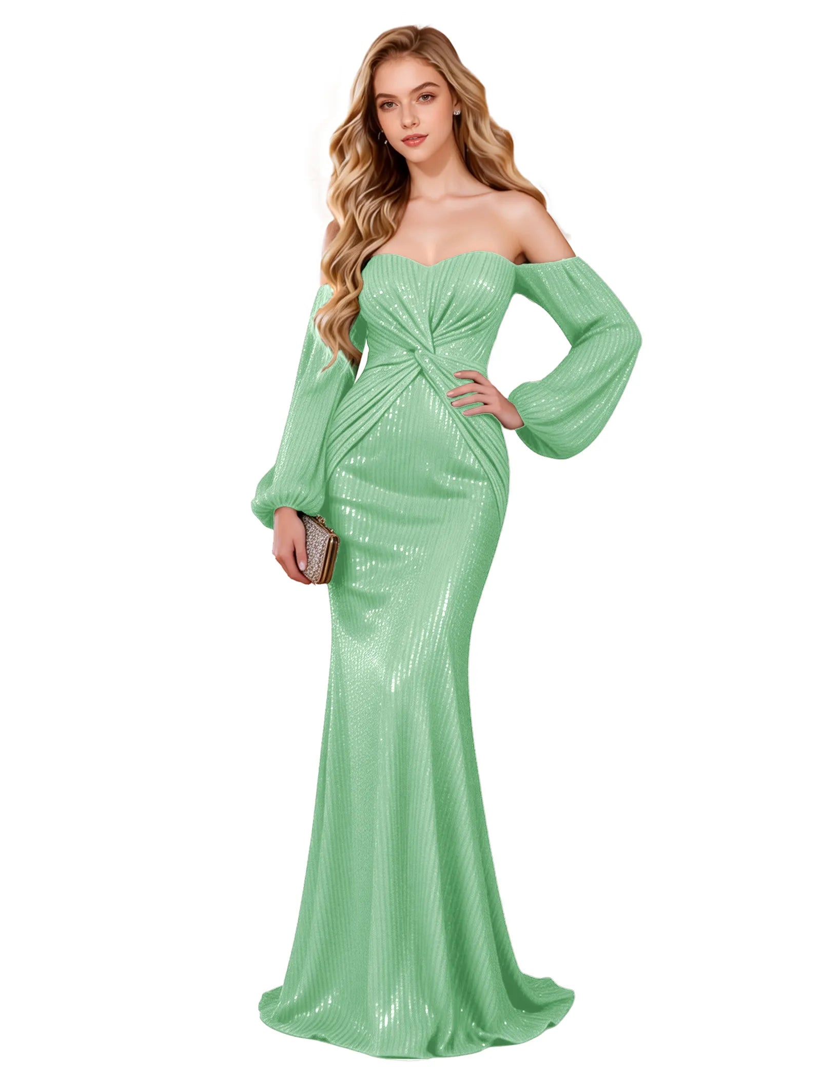 Glam Off Shoulder Sequin Gown