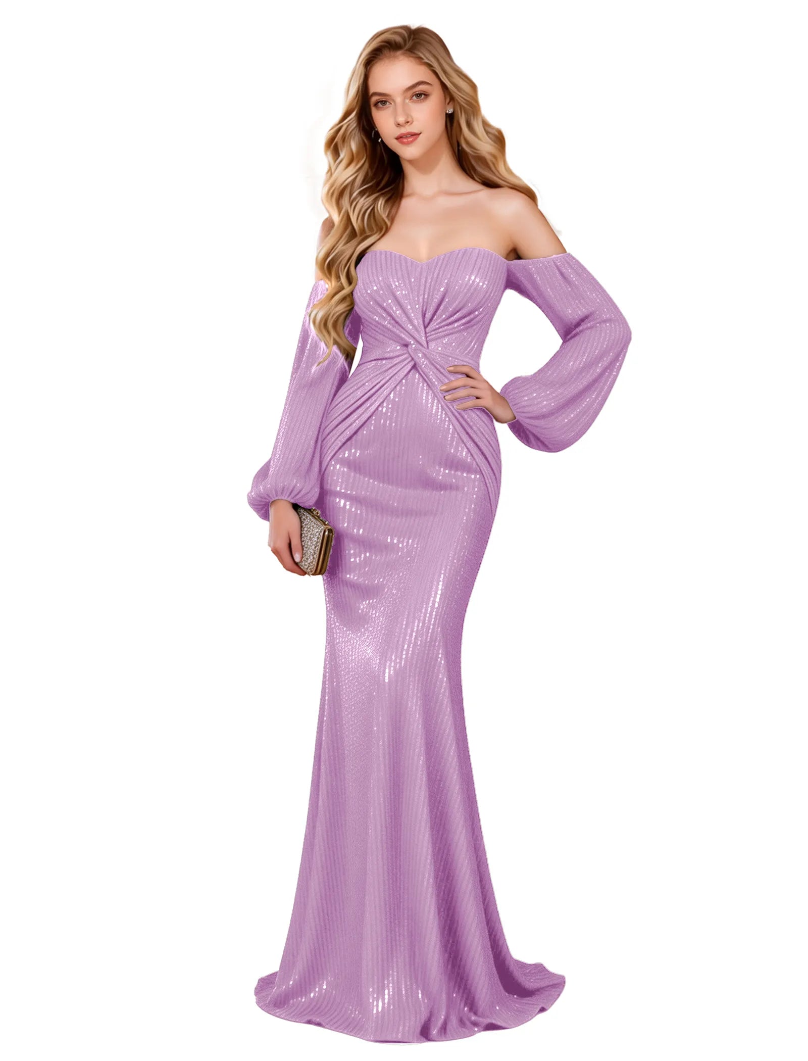 Glam Off Shoulder Sequin Gown