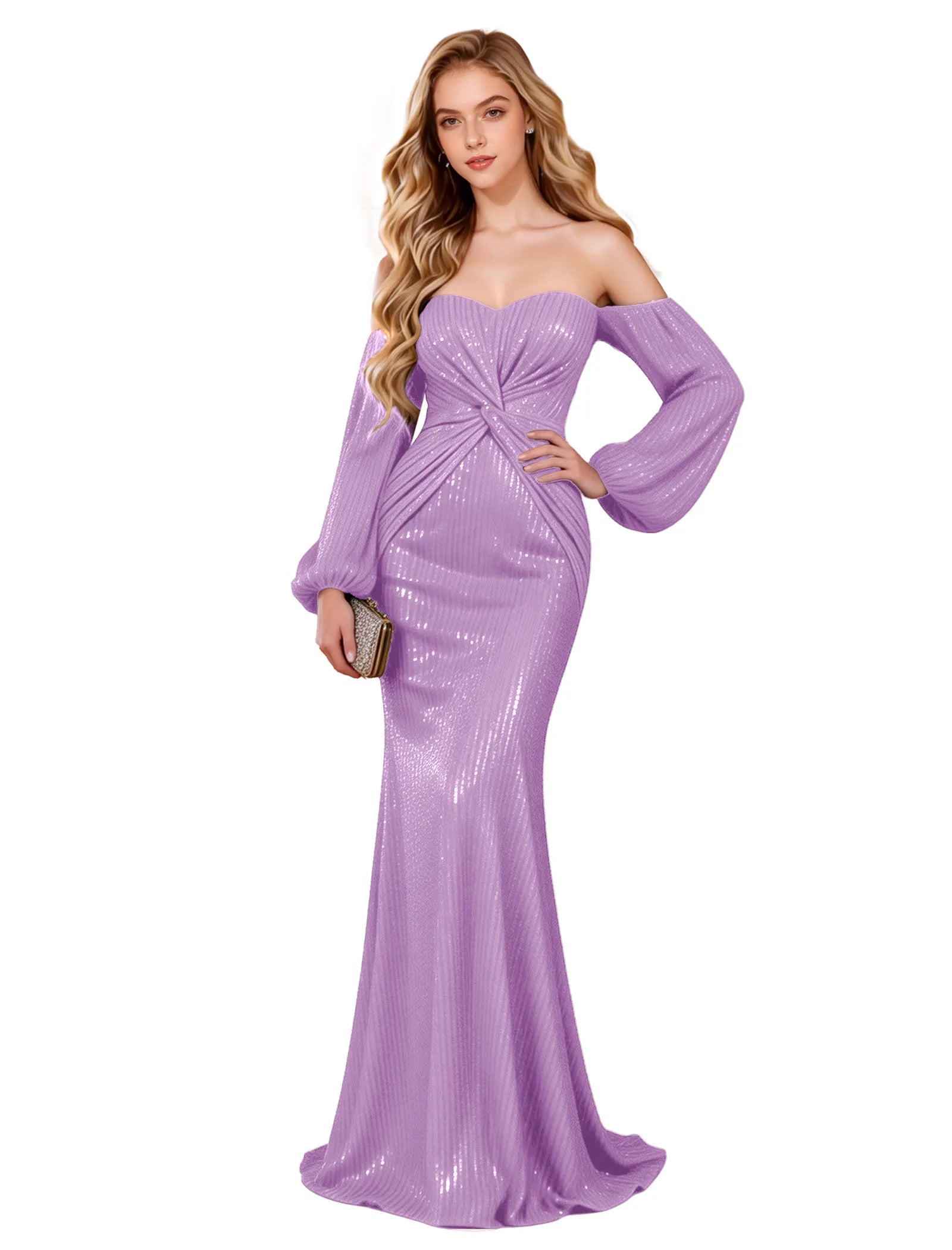 Glam Off Shoulder Sequin Gown