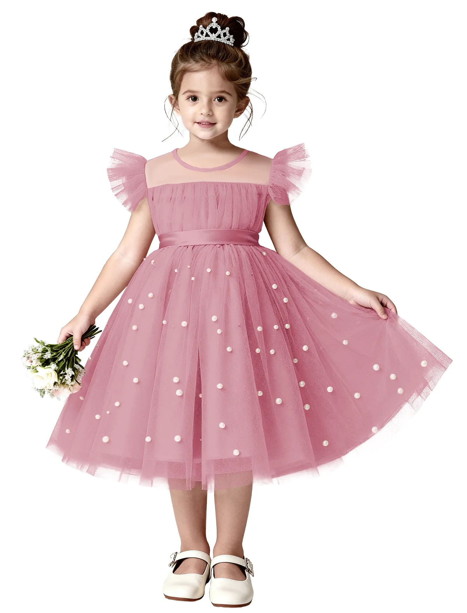 Pearl Tulle Princess Dress for Girls