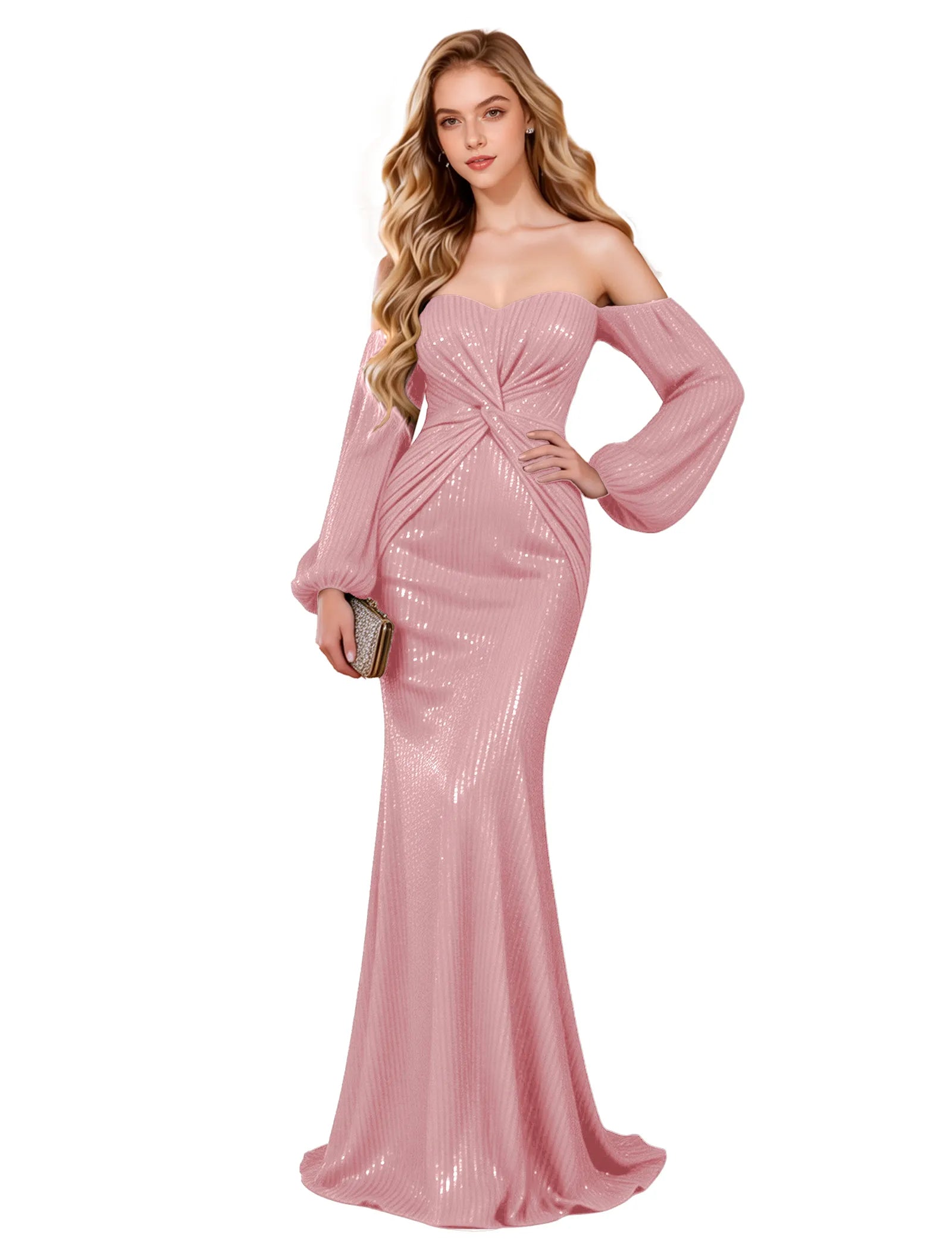 Glam Off Shoulder Sequin Gown