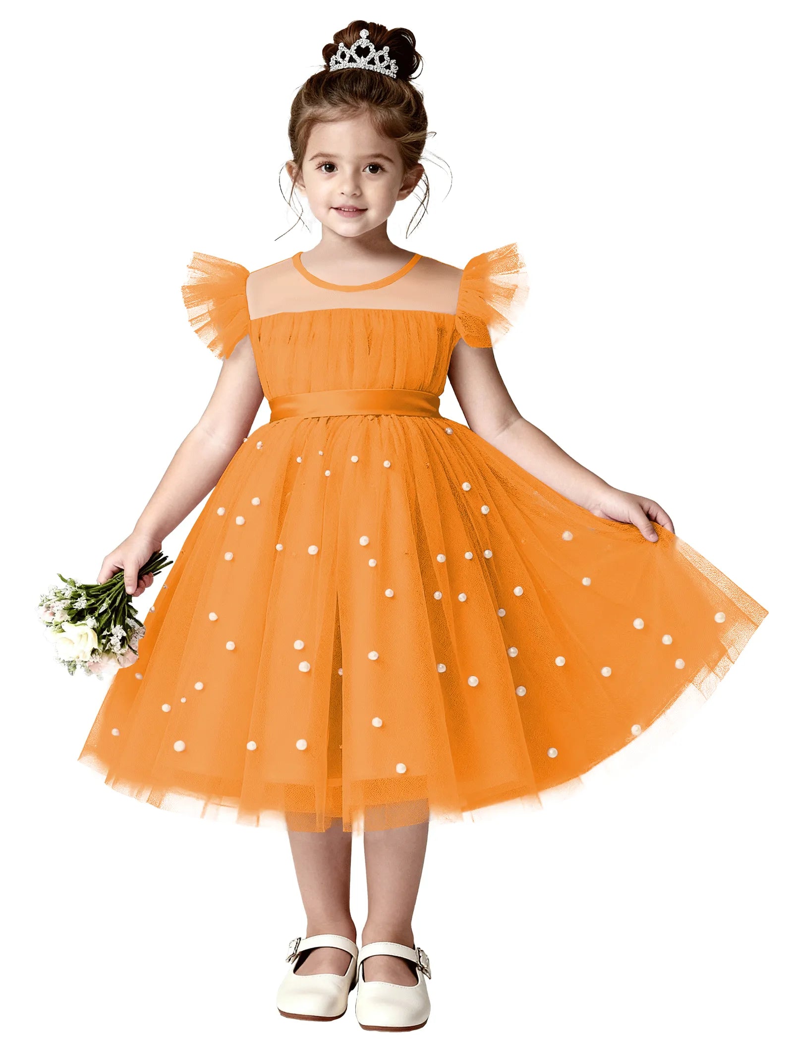 Pearl Tulle Princess Dress for Girls