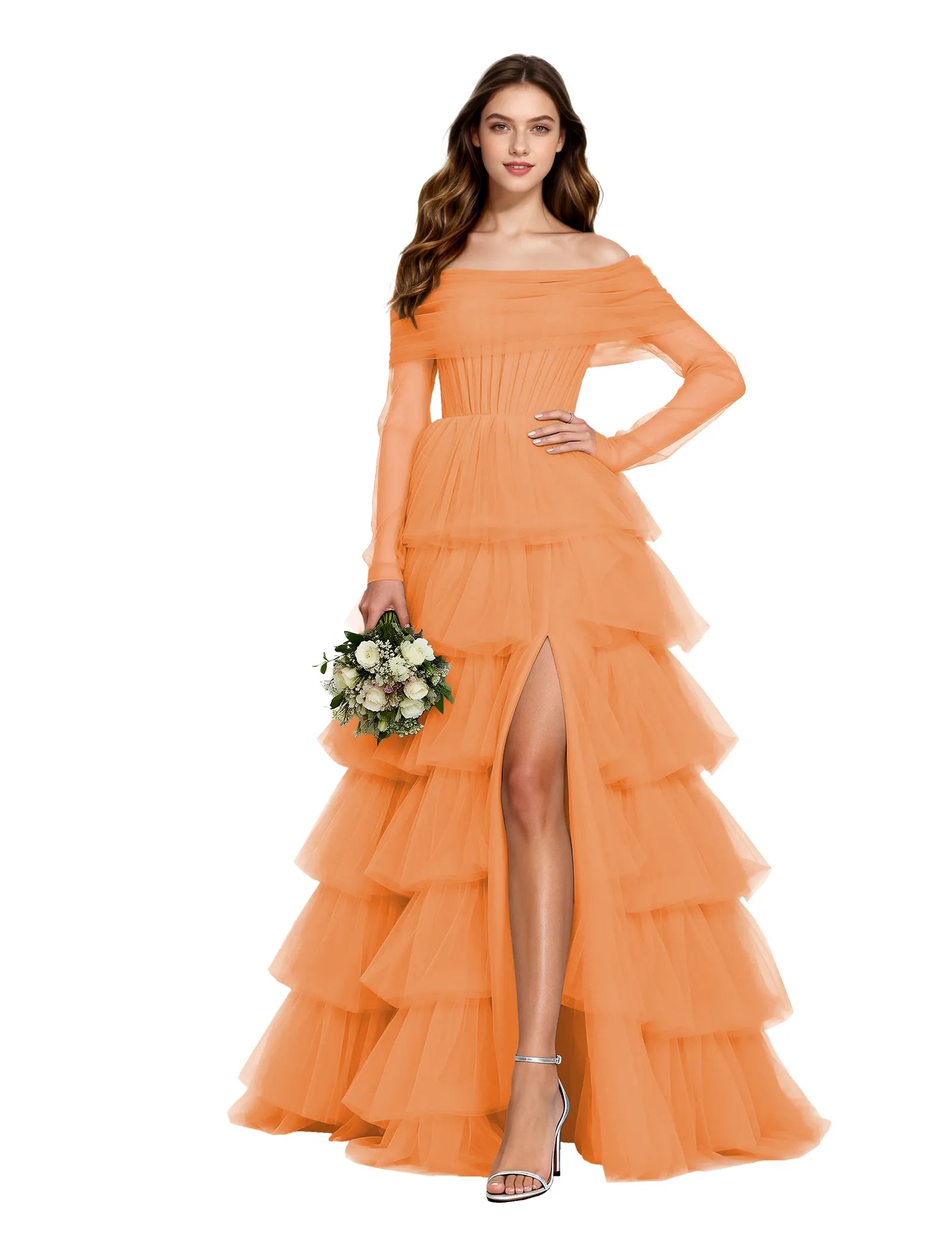 Elowen Off Shoulder Tiered Tulle Gown