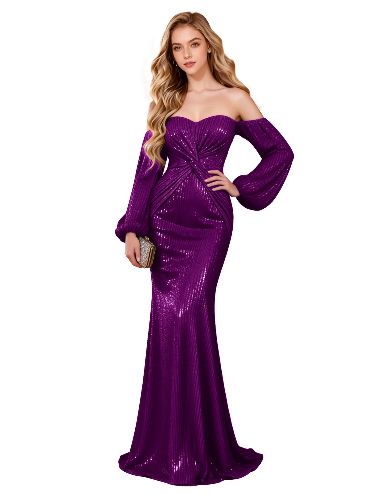 Glam Off Shoulder Sequin Gown