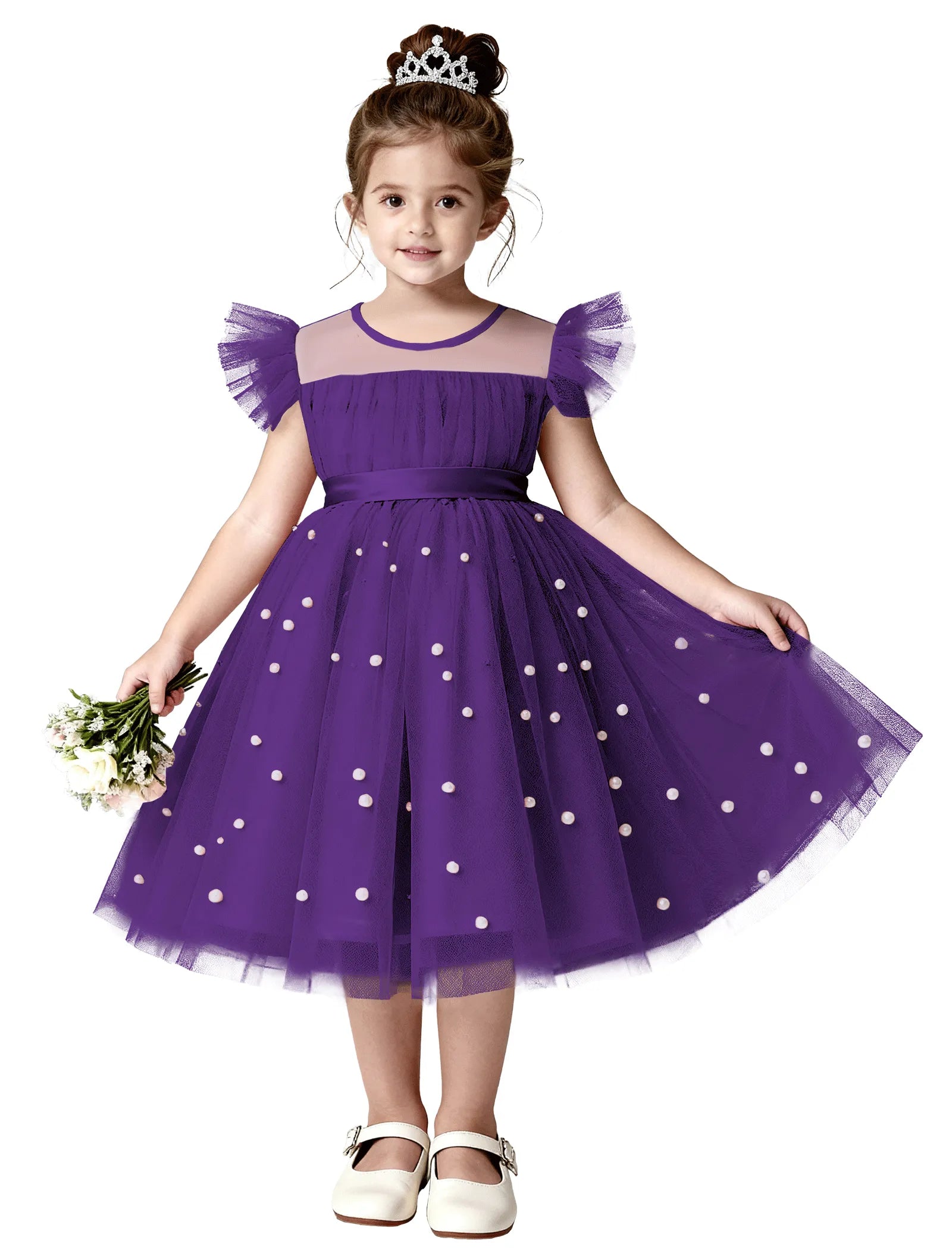 Pearl Tulle Princess Dress for Girls