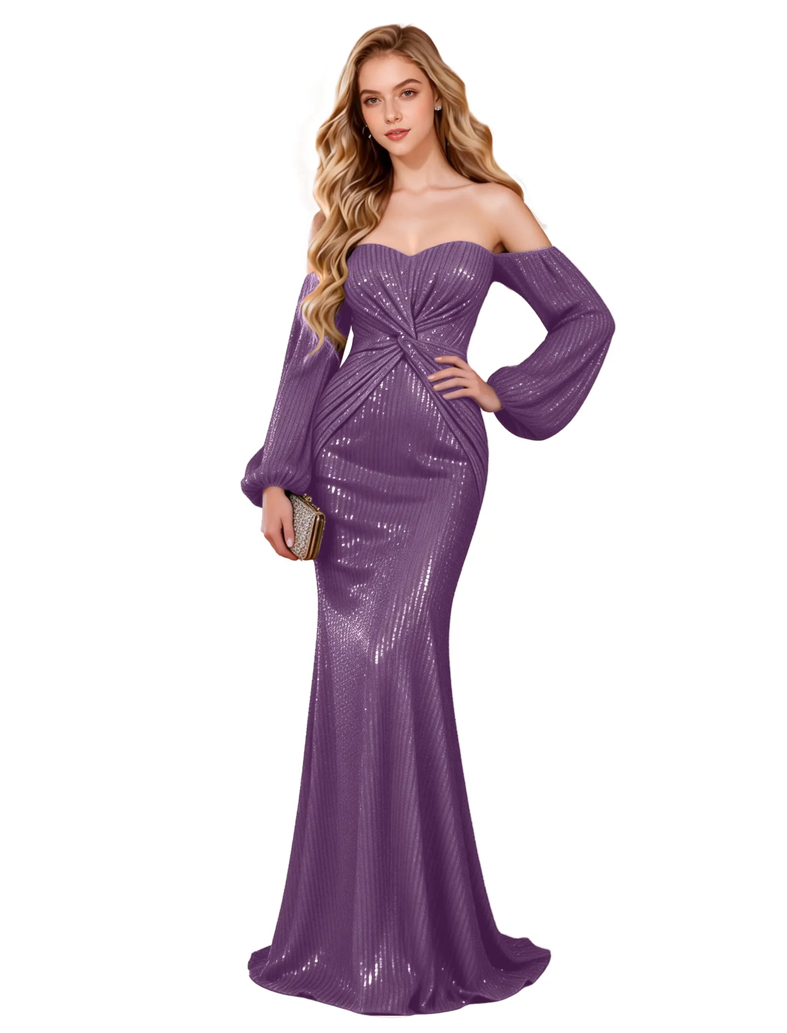 Glam Off Shoulder Sequin Gown