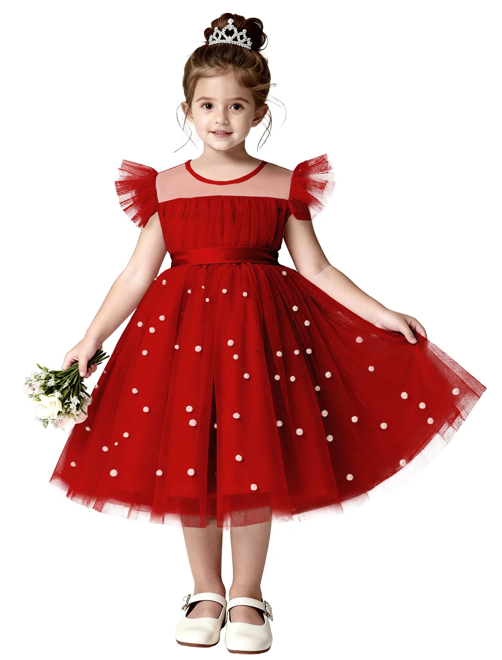 Pearl Tulle Princess Dress for Girls
