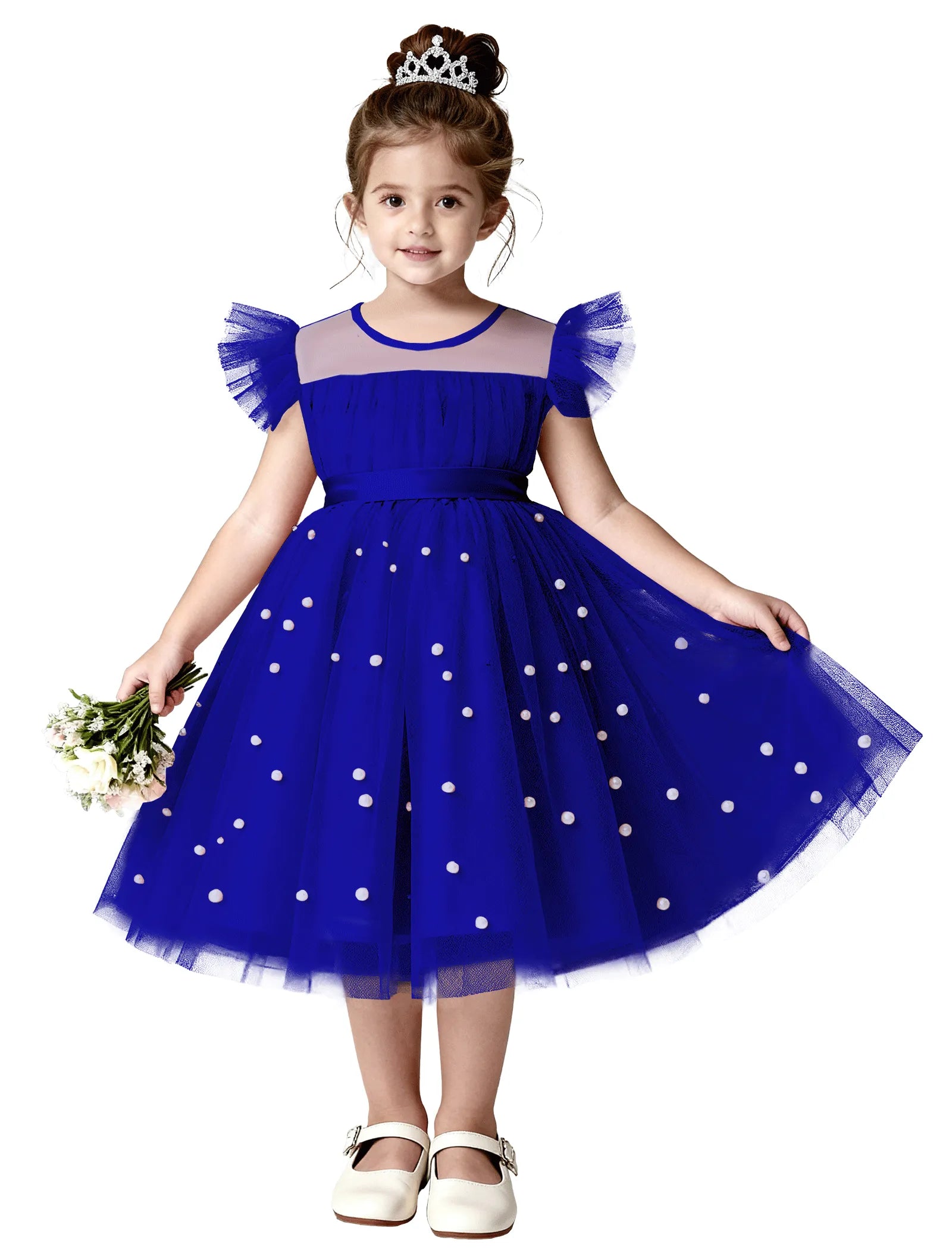 Pearl Tulle Princess Dress for Girls
