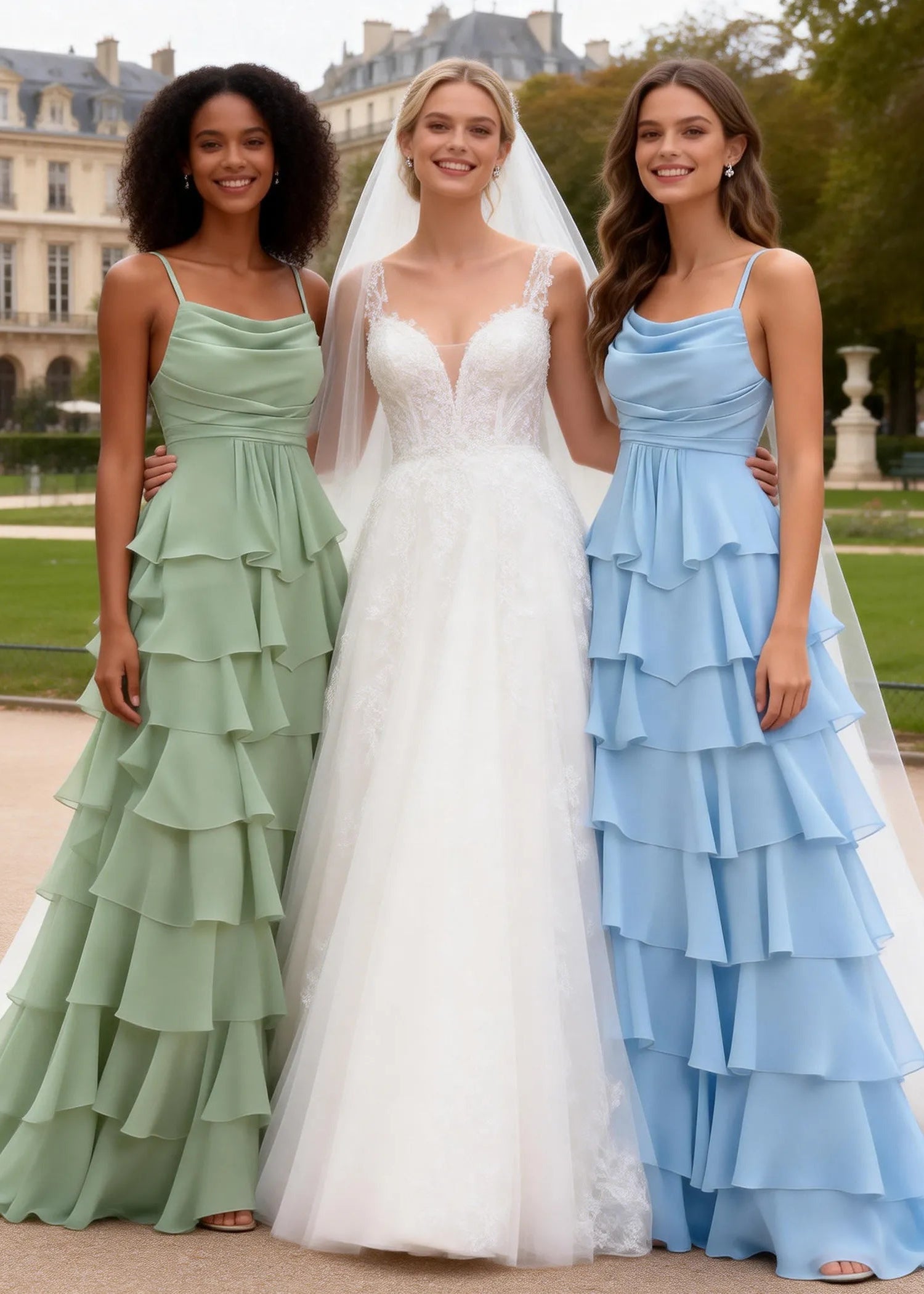 Spaghetti Strap Formal Ruffle Maxi Gown