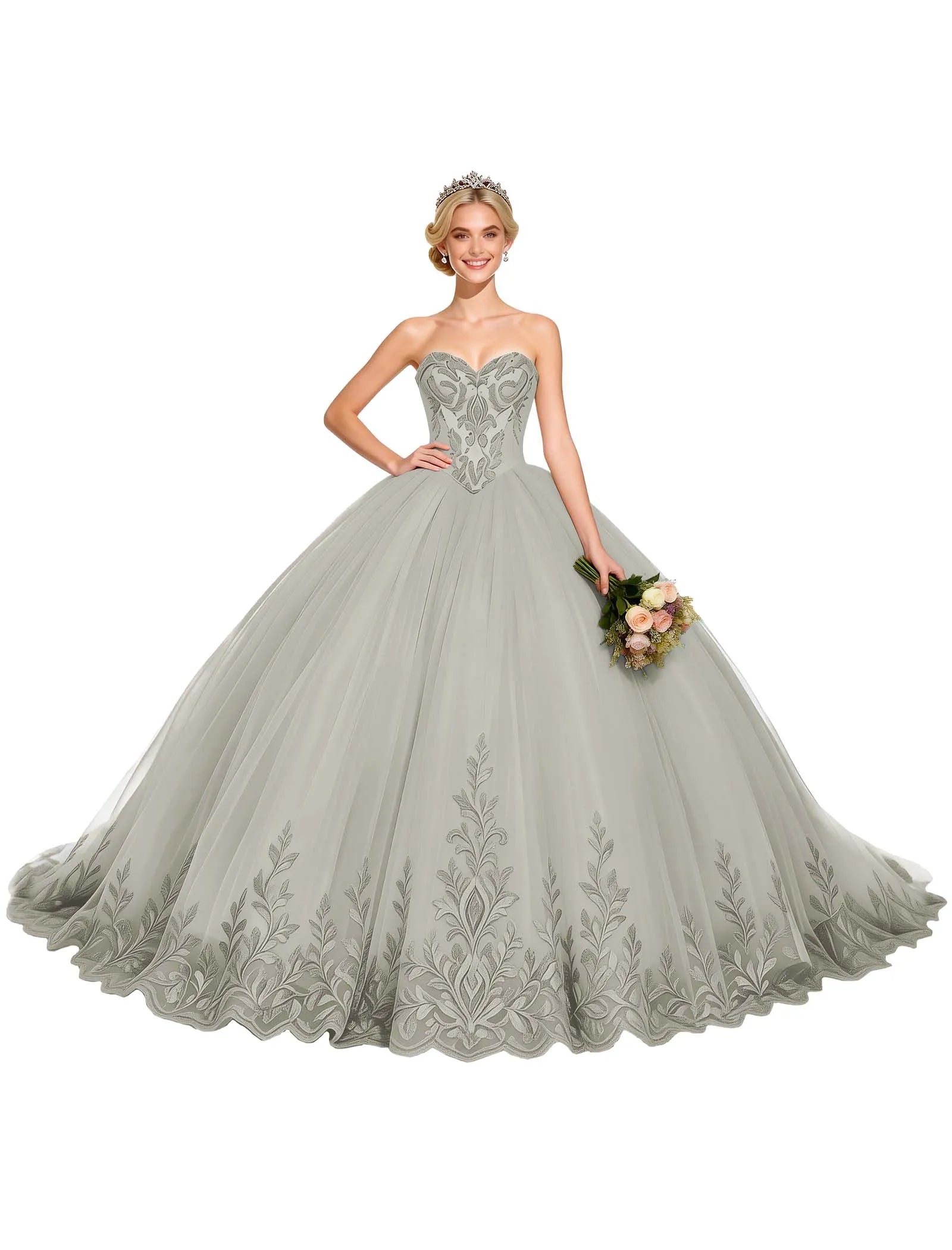 Arabella Strapless Embroidered Ball Gown
