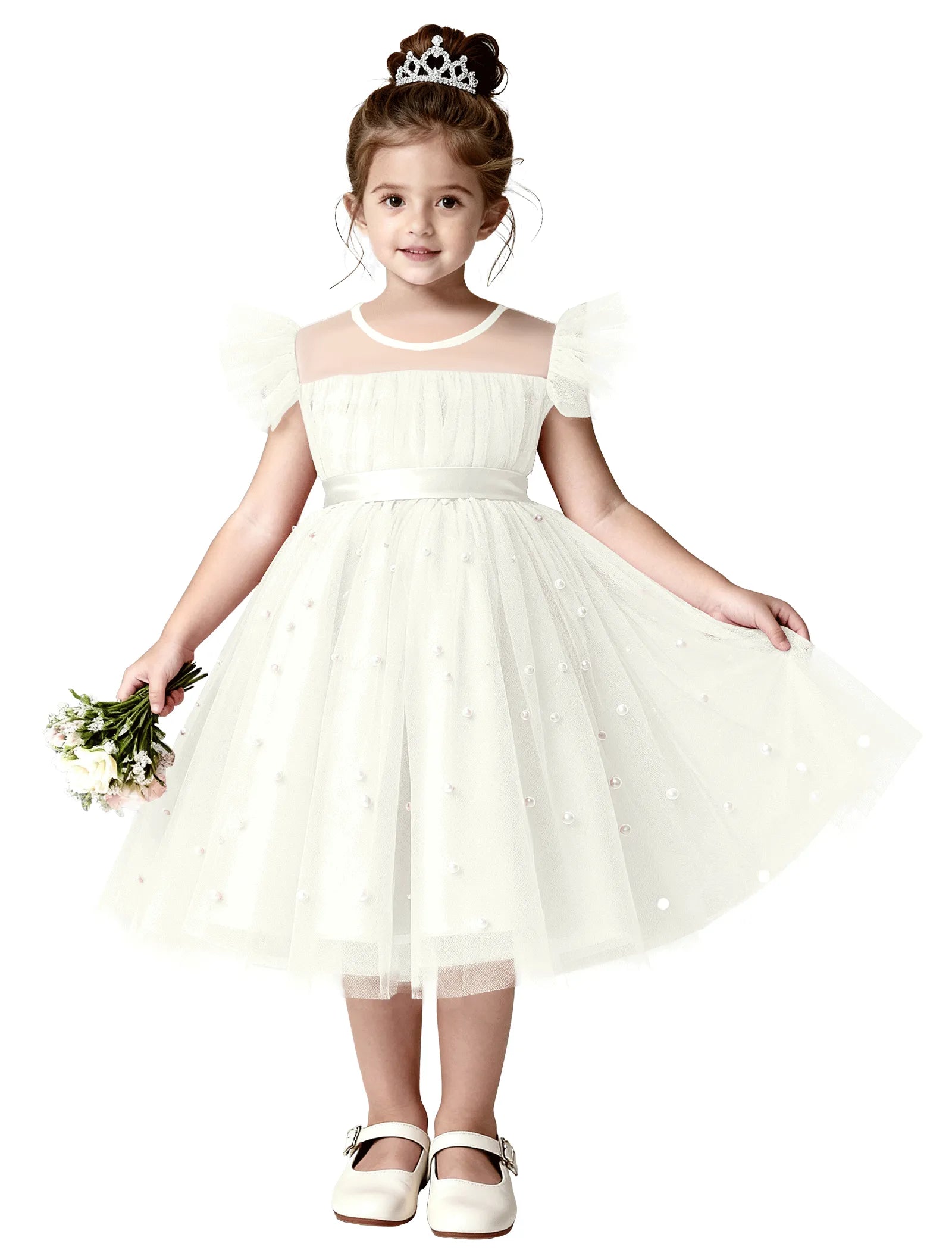 Pearl Tulle Princess Dress for Girls