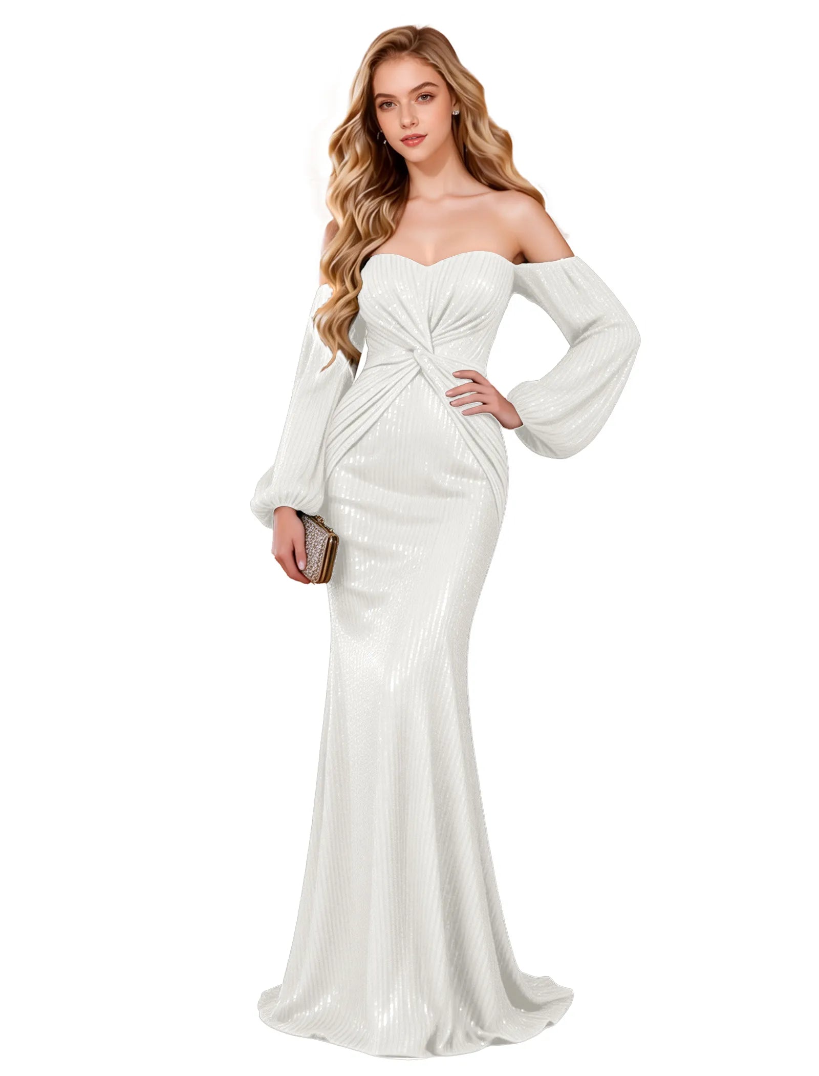 Glam Off Shoulder Sequin Gown