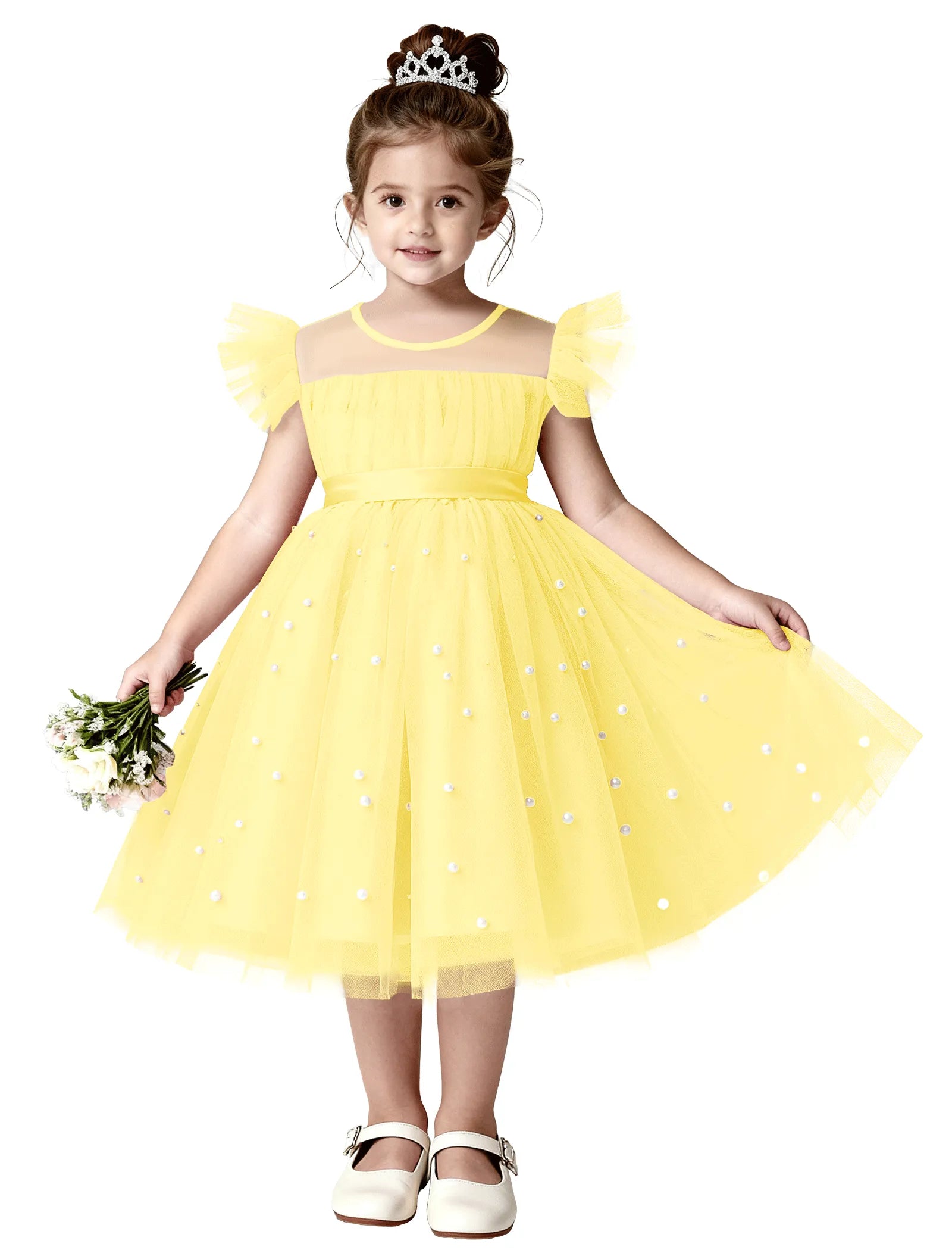 Pearl Tulle Princess Dress for Girls
