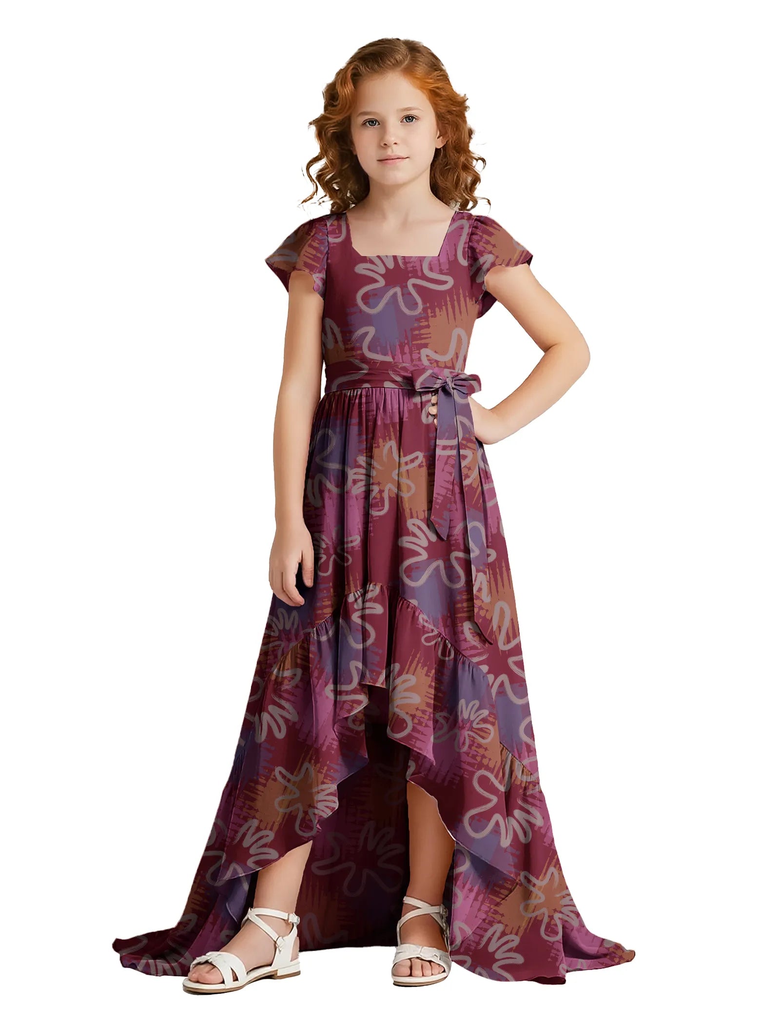 Garden Grace Puff Sleeve Junior Formal Dress