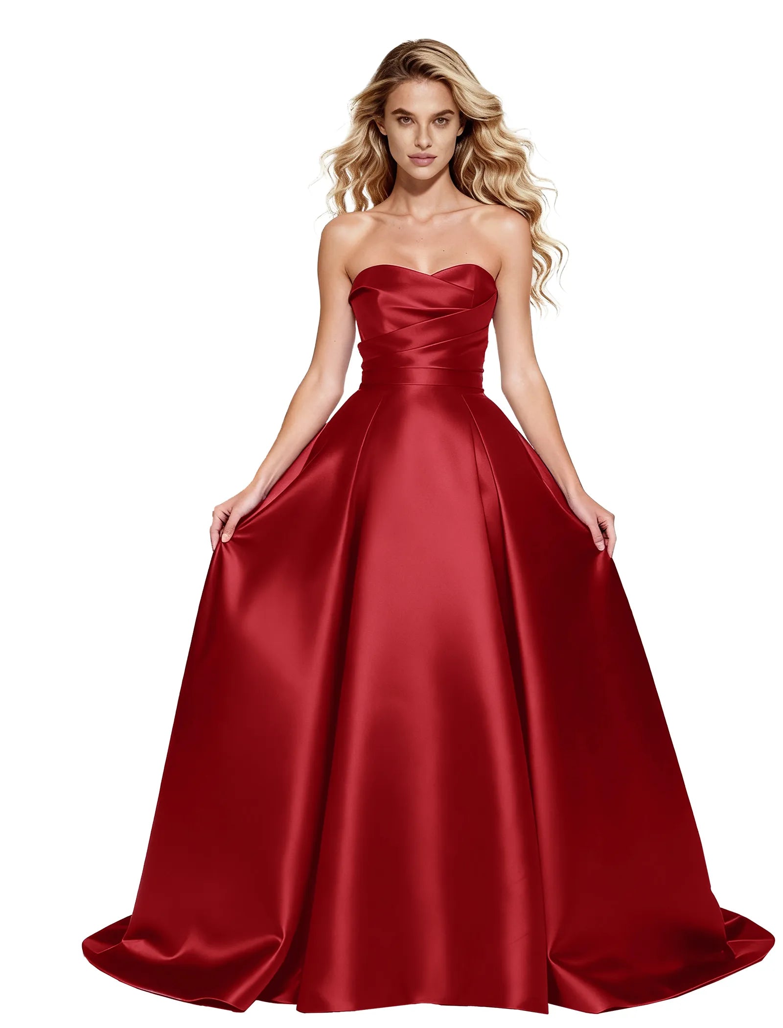 Strapless Satin Ball Gown with Corset Back