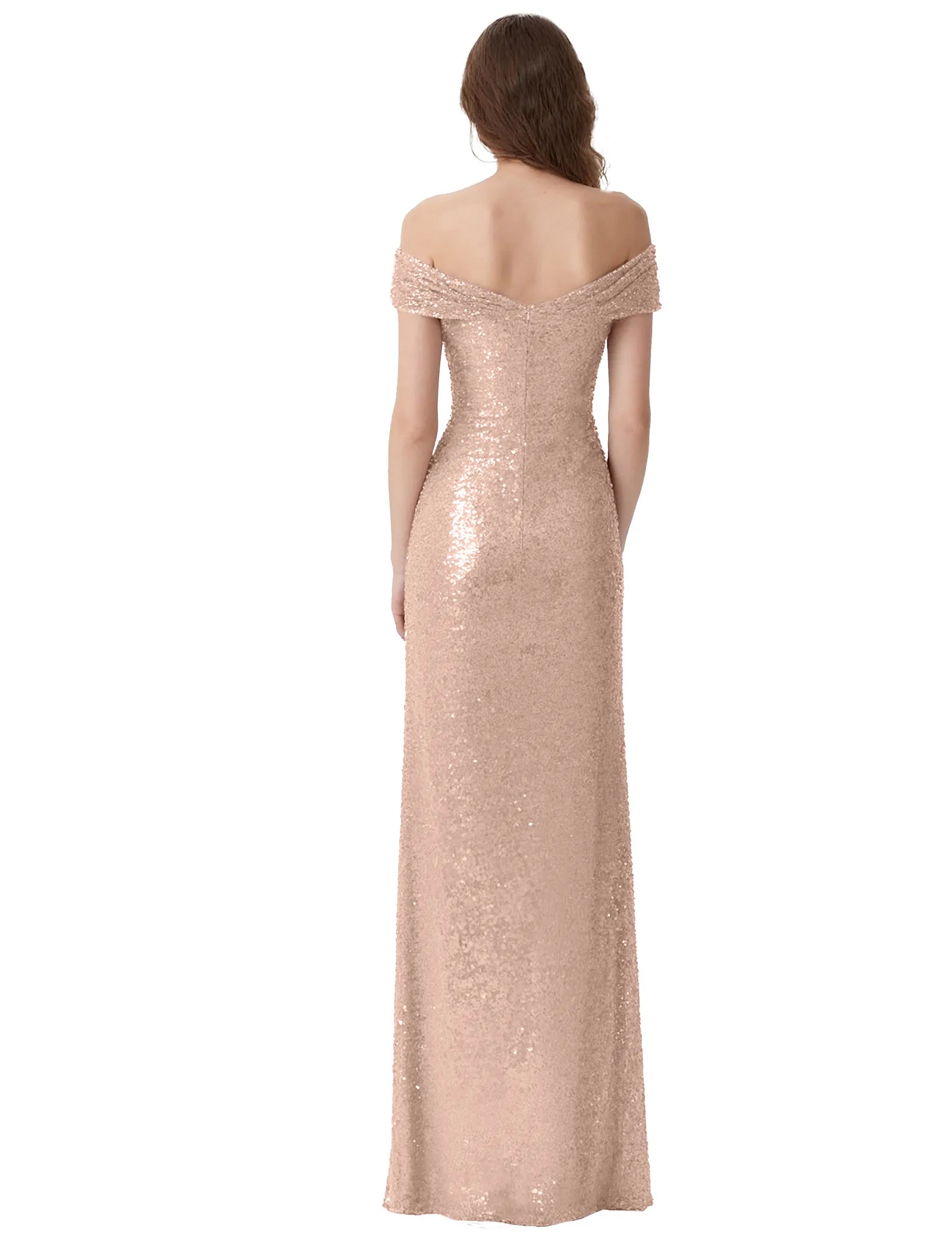 Glimmer Off-Shoulder Sequined Evening Gown