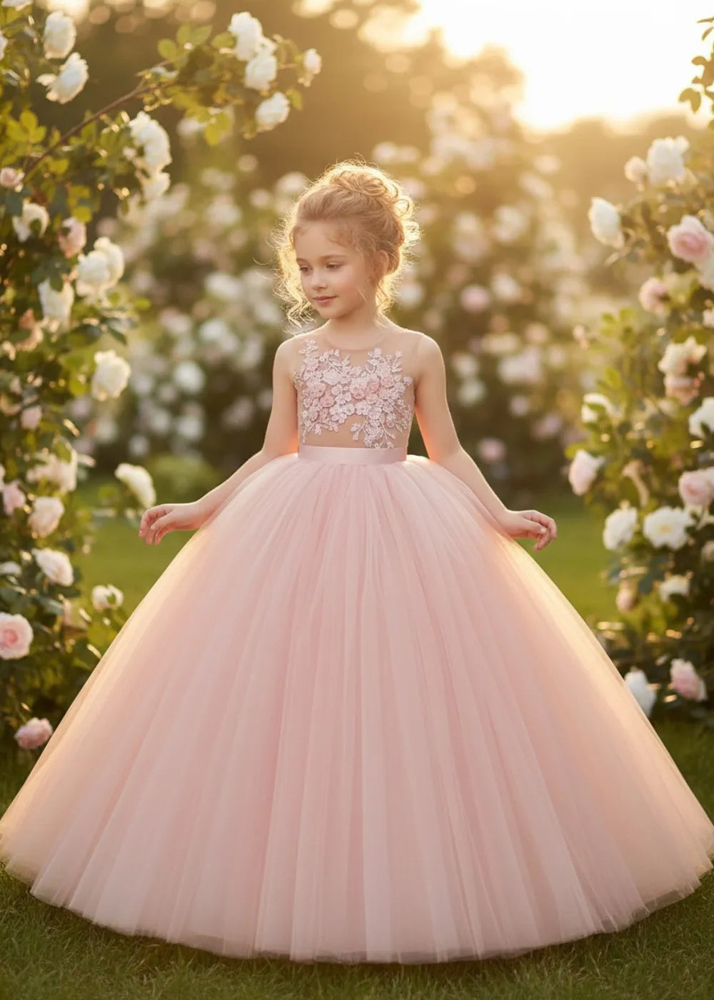 Enchanted Garden Floral Lace Tulle Ball Gown