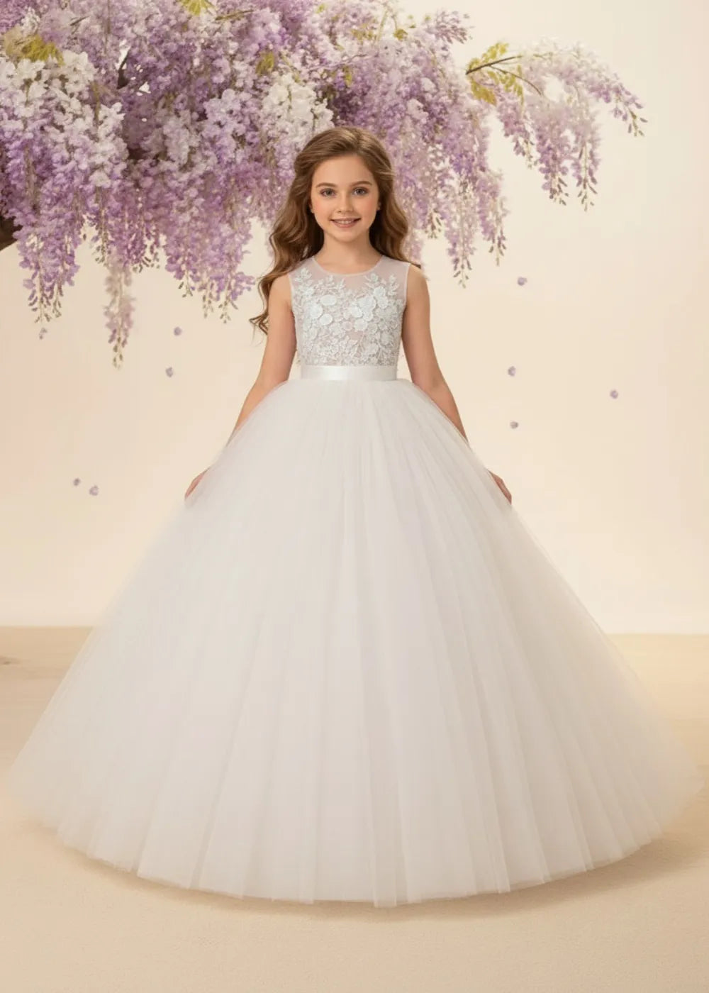 Enchanted Garden Floral Lace Tulle Ball Gown