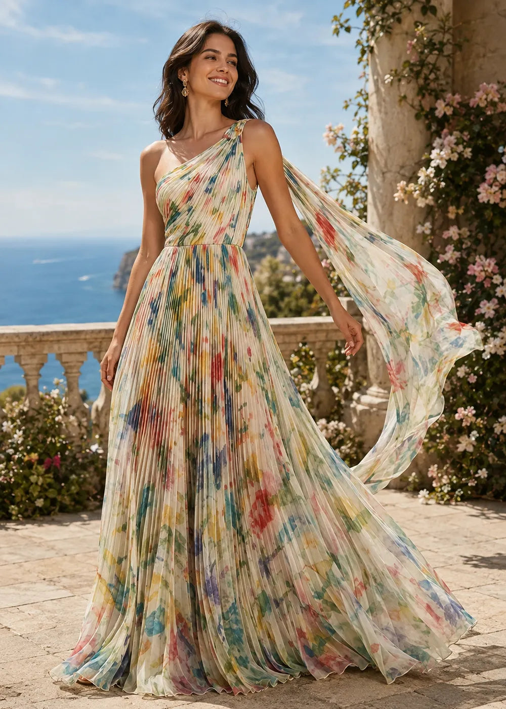 Ethereal One Shoulder Floral Formal Dress