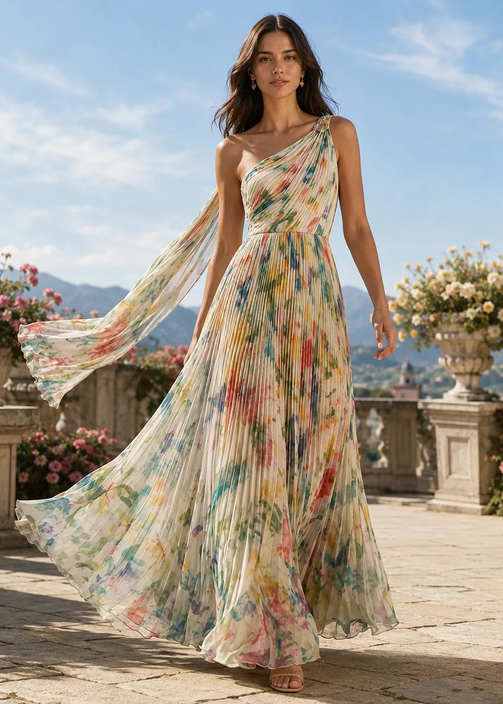 Ethereal One Shoulder Floral Formal Dress