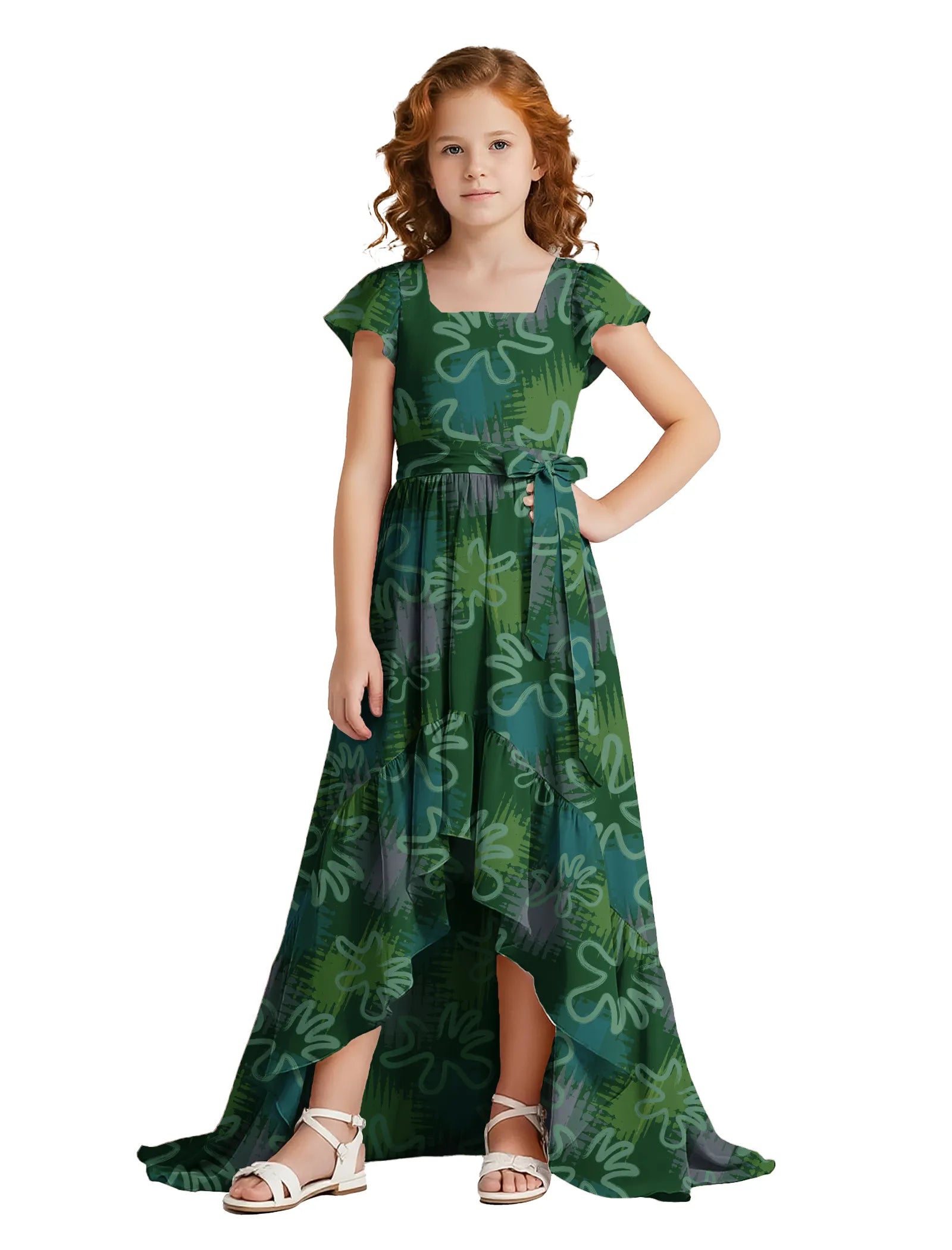 Garden Grace Puff Sleeve Junior Formal Dress