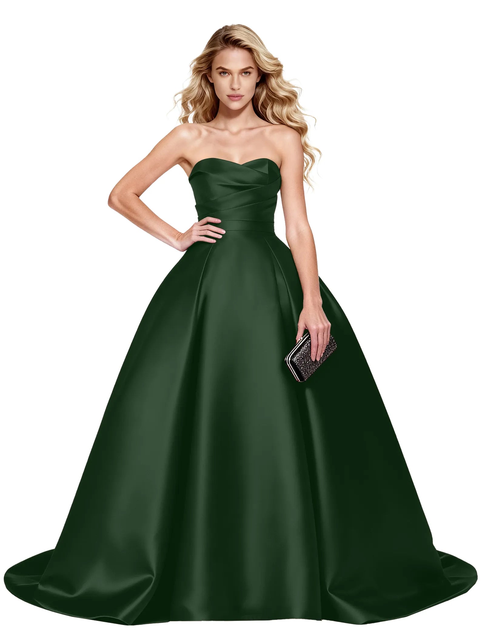 Strapless Satin Ball Gown with Corset Back