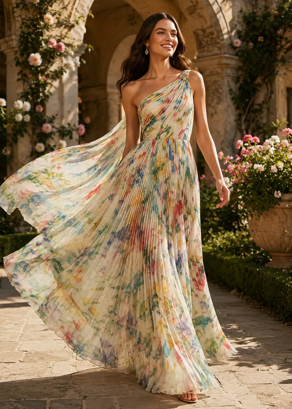 Ethereal One Shoulder Floral Formal Dress