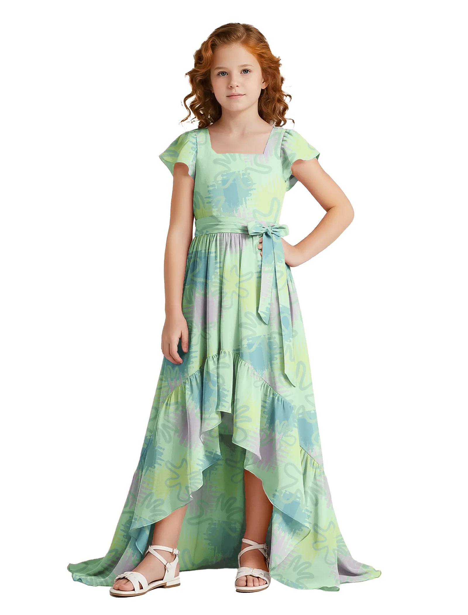 Garden Grace Puff Sleeve Junior Formal Dress