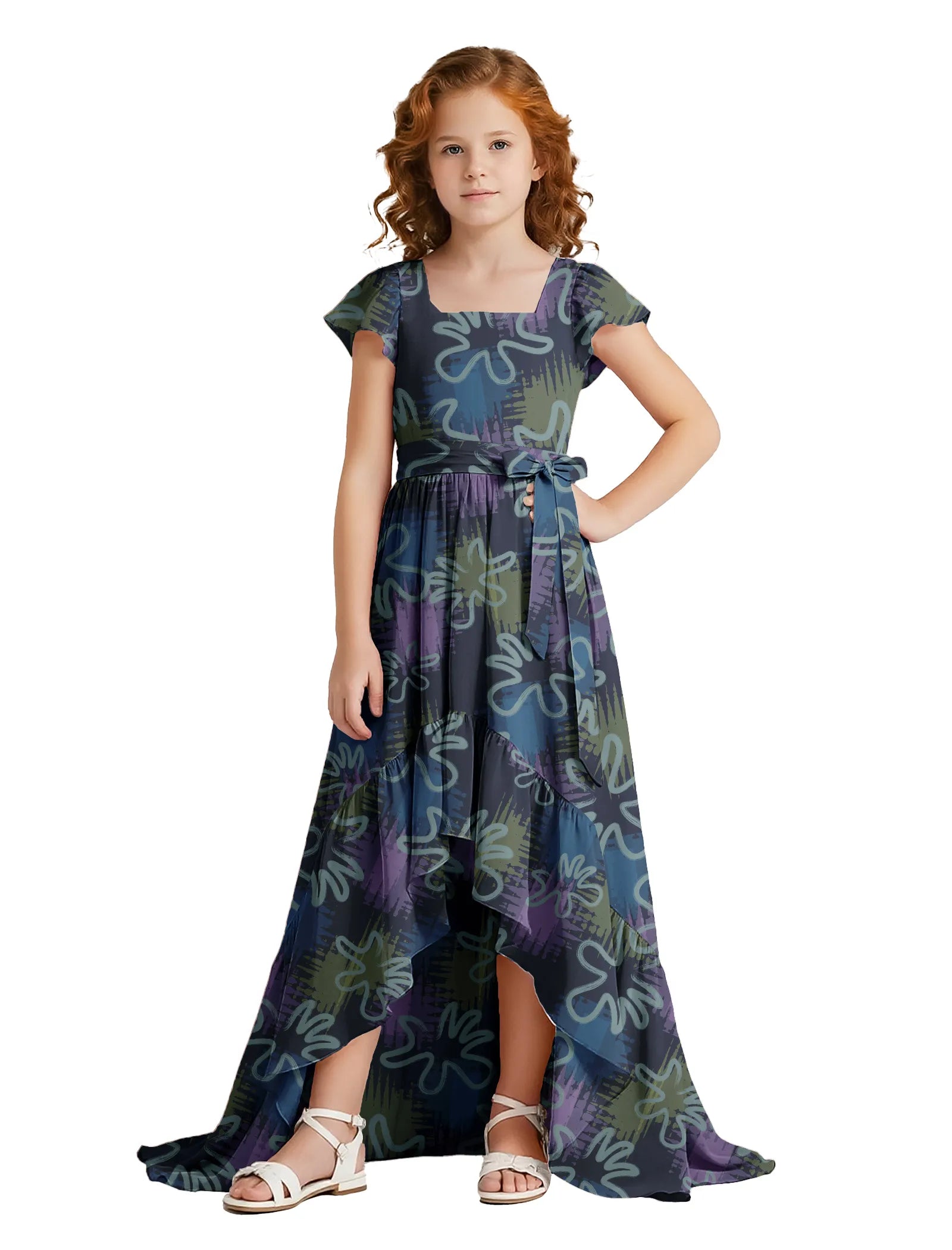 Garden Grace Puff Sleeve Junior Formal Dress