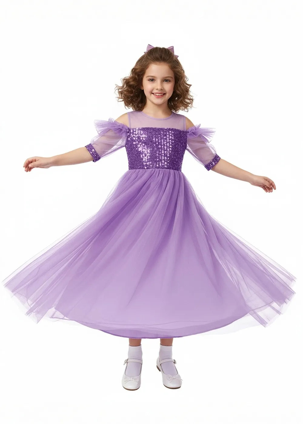 Fairy Lavender Off-Shoulder Tulle Dress