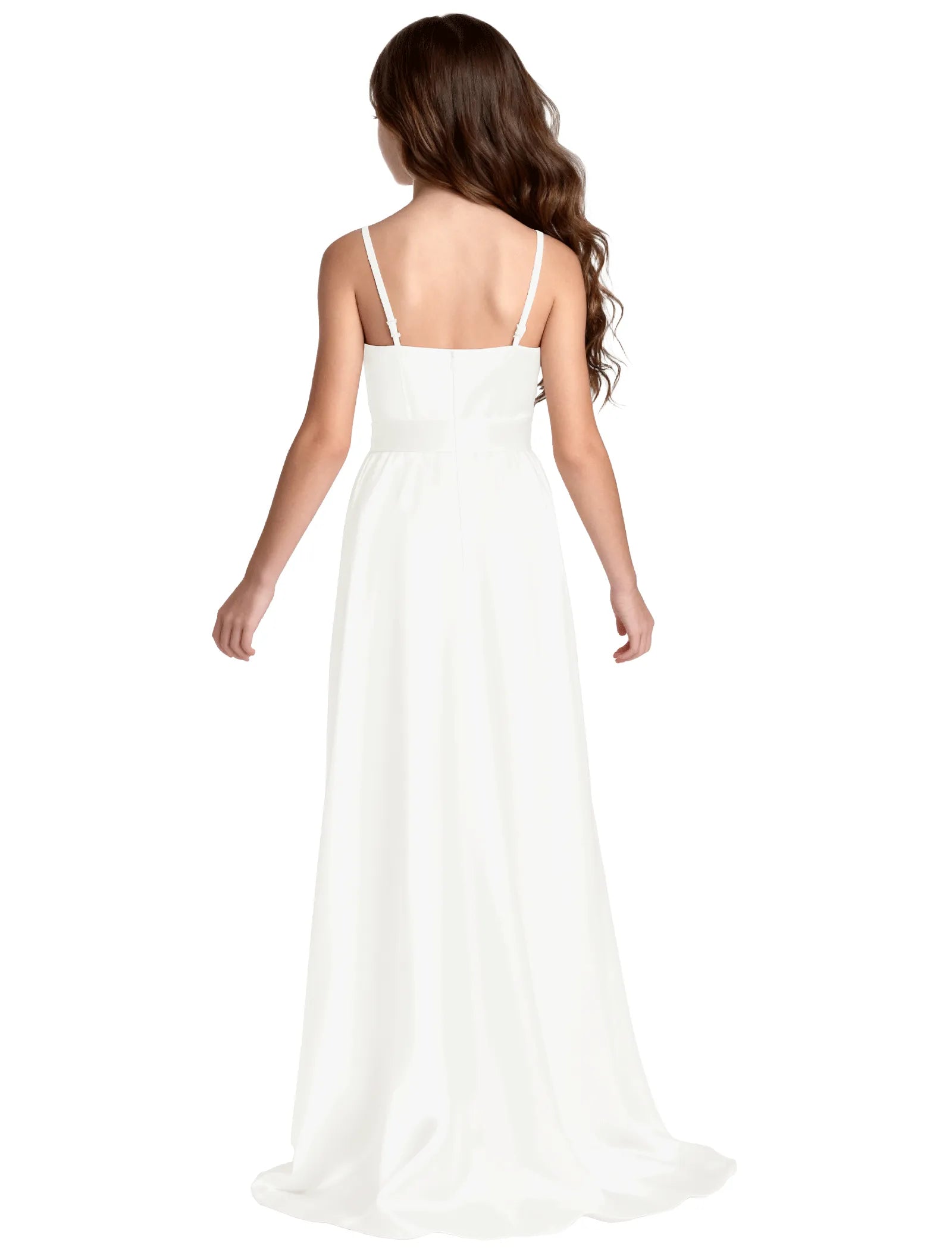 Girls Satin Spaghetti Strap Flower Girl Dress