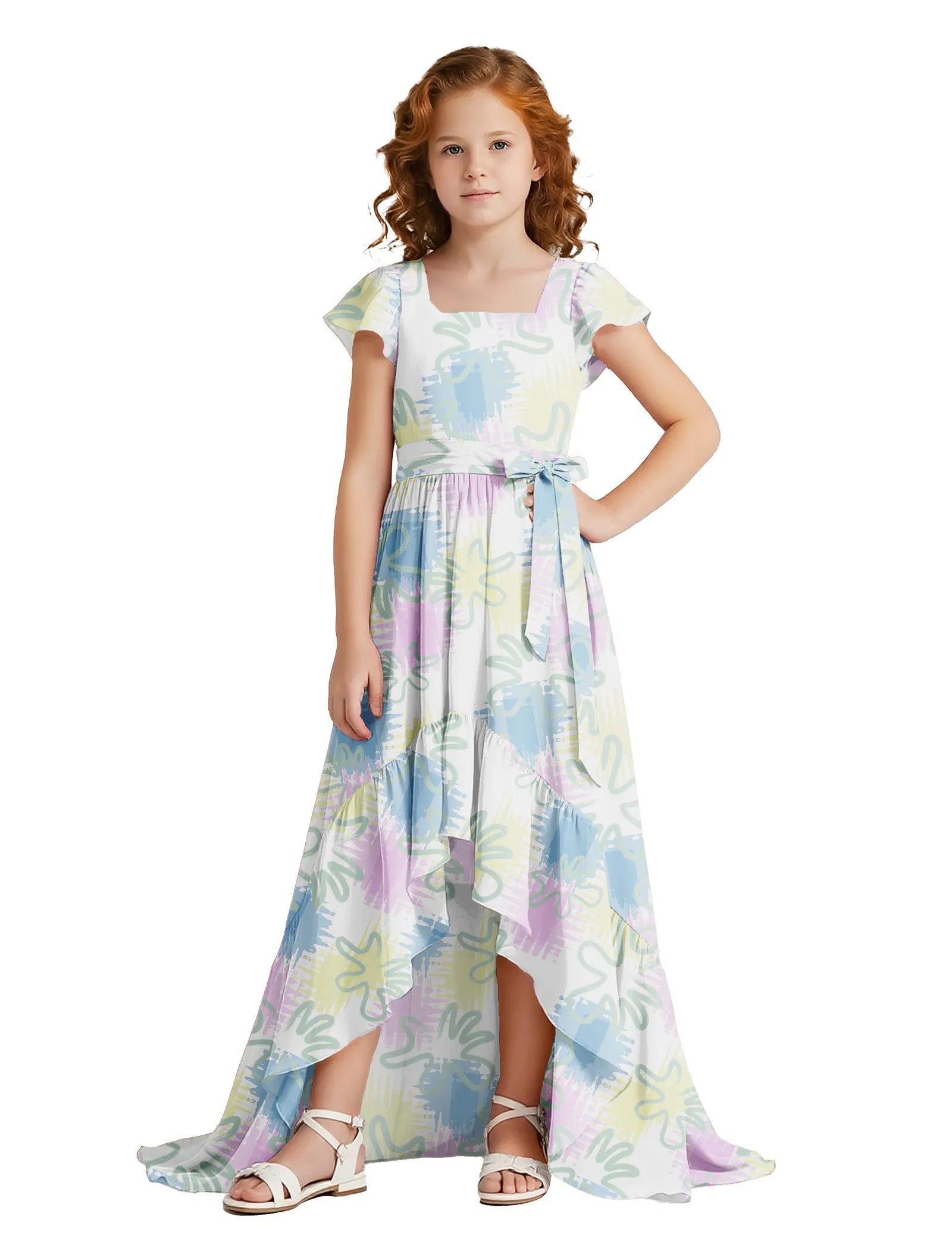 Garden Grace Puff Sleeve Junior Formal Dress